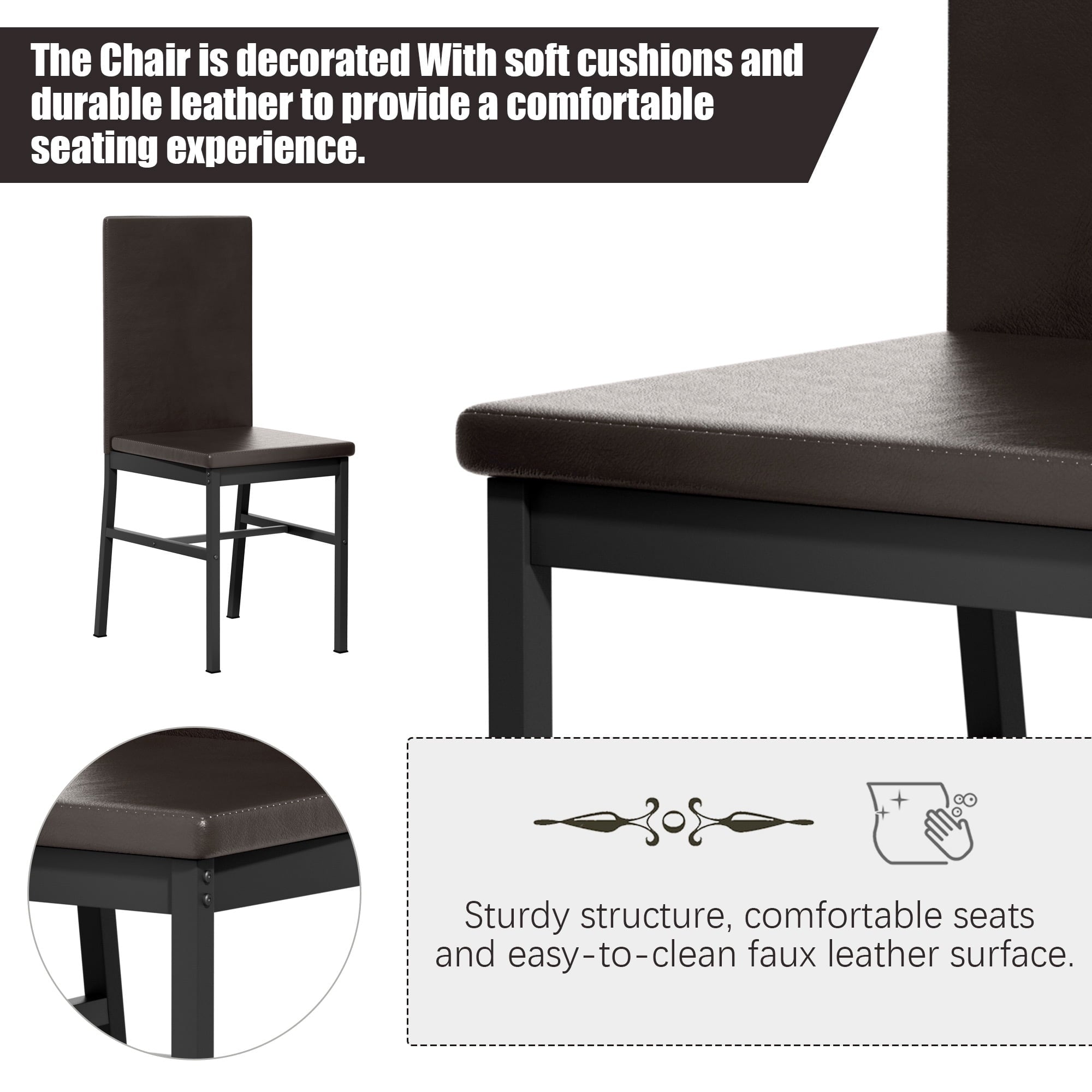 PAPROOS Dining Table Set for 4, Modern 5-Piece Kitchen Table Set with Faux Marble Top and Velvet Upholstery Chairs, Heavy Duty Dinette Sets for Breakfast Nook, Dining Room Table and Chairs, Gray