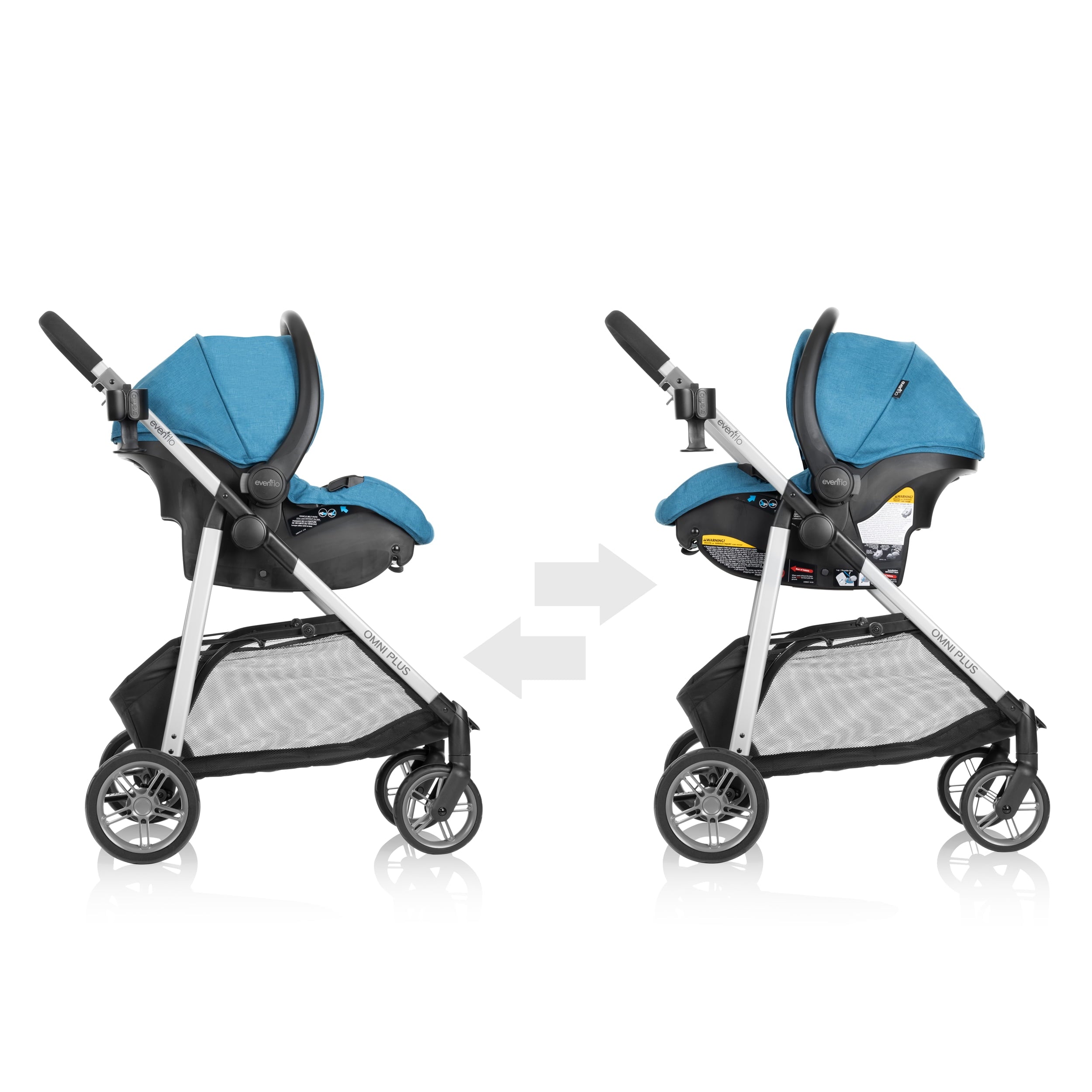 Evenflo Omni Plus Modular Travel System with LiteMax Sport Infant Car Seat, Mylar Gray, Unisex