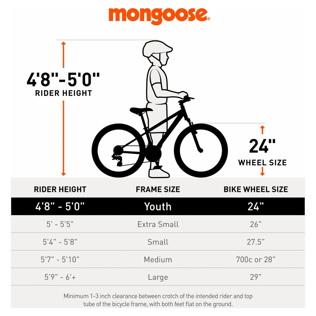 Mongoose 24-in. Excursion Unisex Mountain Bike, Black and Yellow, 21 Speeds