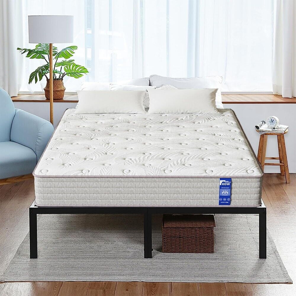 KOW Hybrid Mattress 12" Full Size Gel Memory Foam Pocket Spring Mattress in a Box Medium Firm Adult