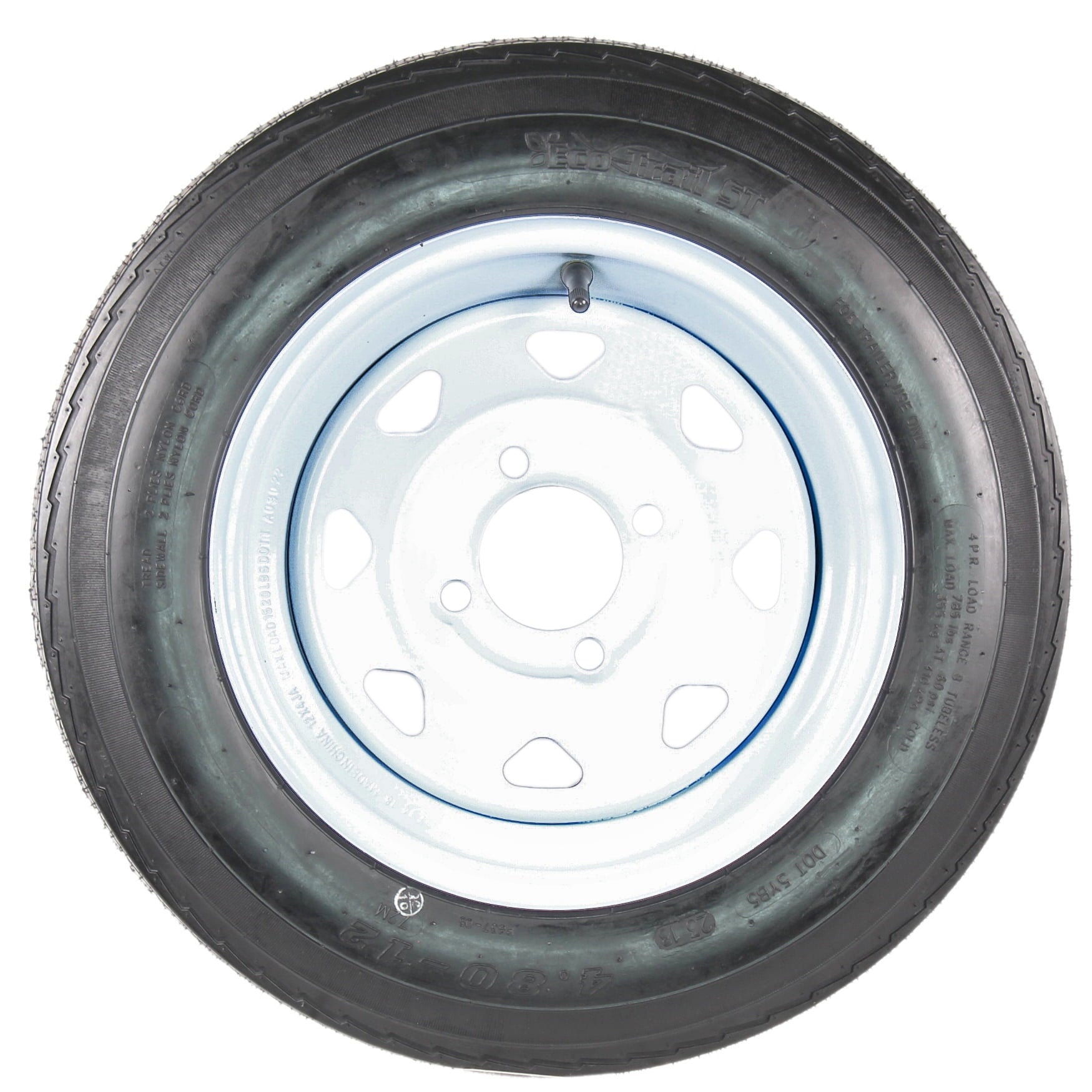 2-Pack Trailer Tire On Rim 4.80-12 12 in. Load C 4 Lug White Spoke Wheel