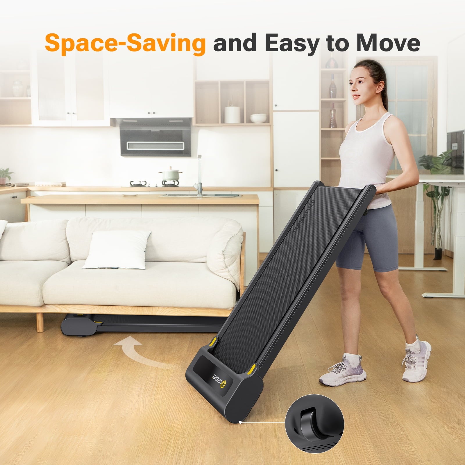 Walking Pad 2 in 1 Under Desk Treadmill with Remote Control Mini Portable Treadmill for Home Office