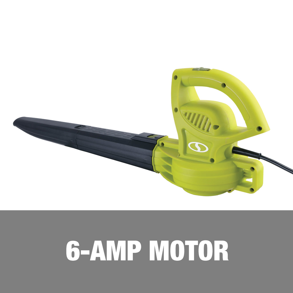 Sun Joe All-Purpose Electric Leaf Blower, 6-Amp, 155-mph, 260-CFM - Green