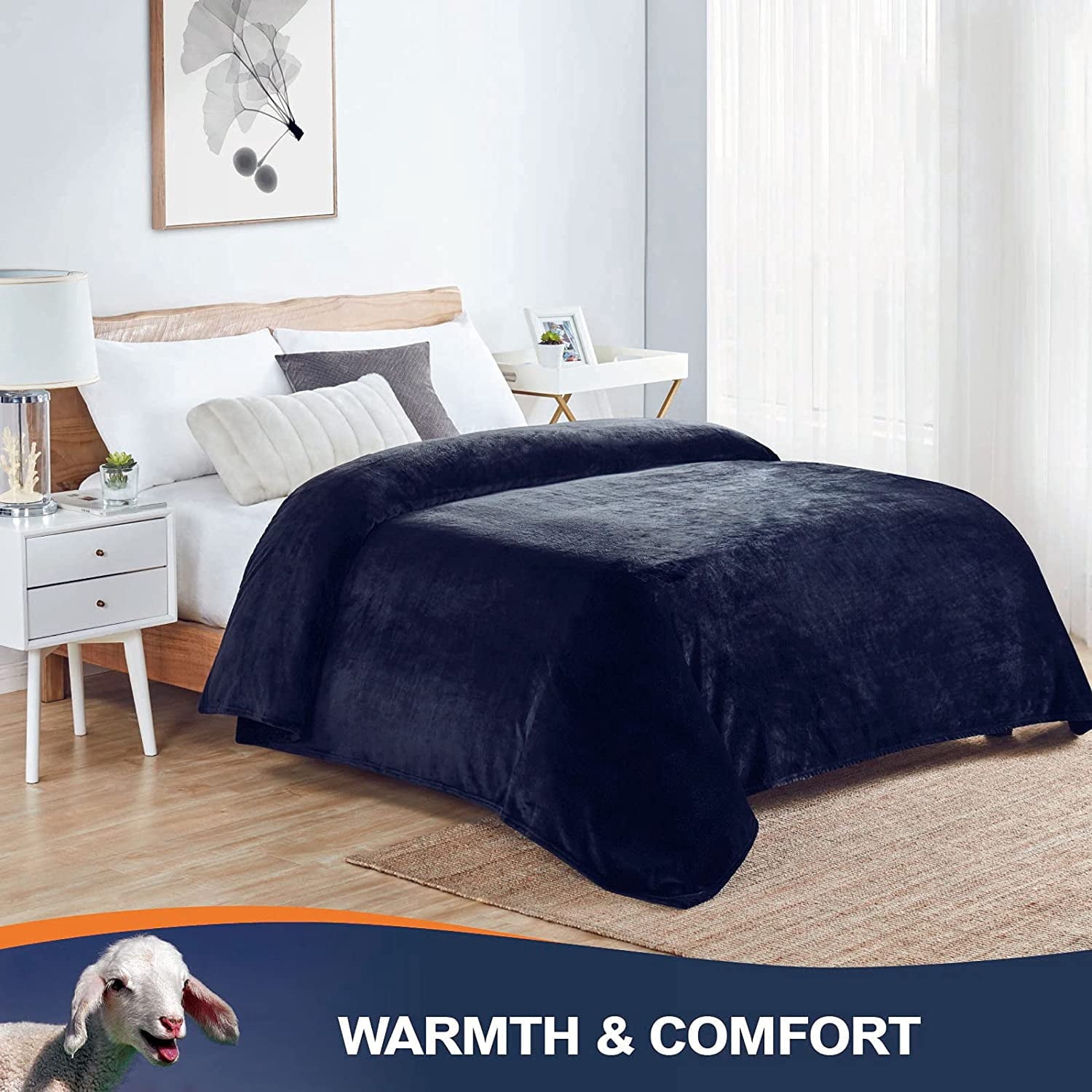Walensee Ultra Soft Microplush Fleece Throw Blanket, 50" x 60", Orange, Machine Washable