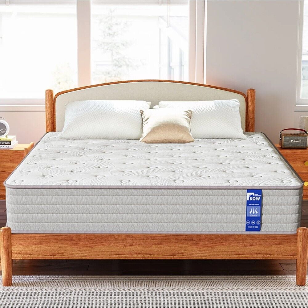 KOW Hybrid Mattress 12" Full Size Gel Memory Foam Pocket Spring Mattress in a Box Medium Firm Adult