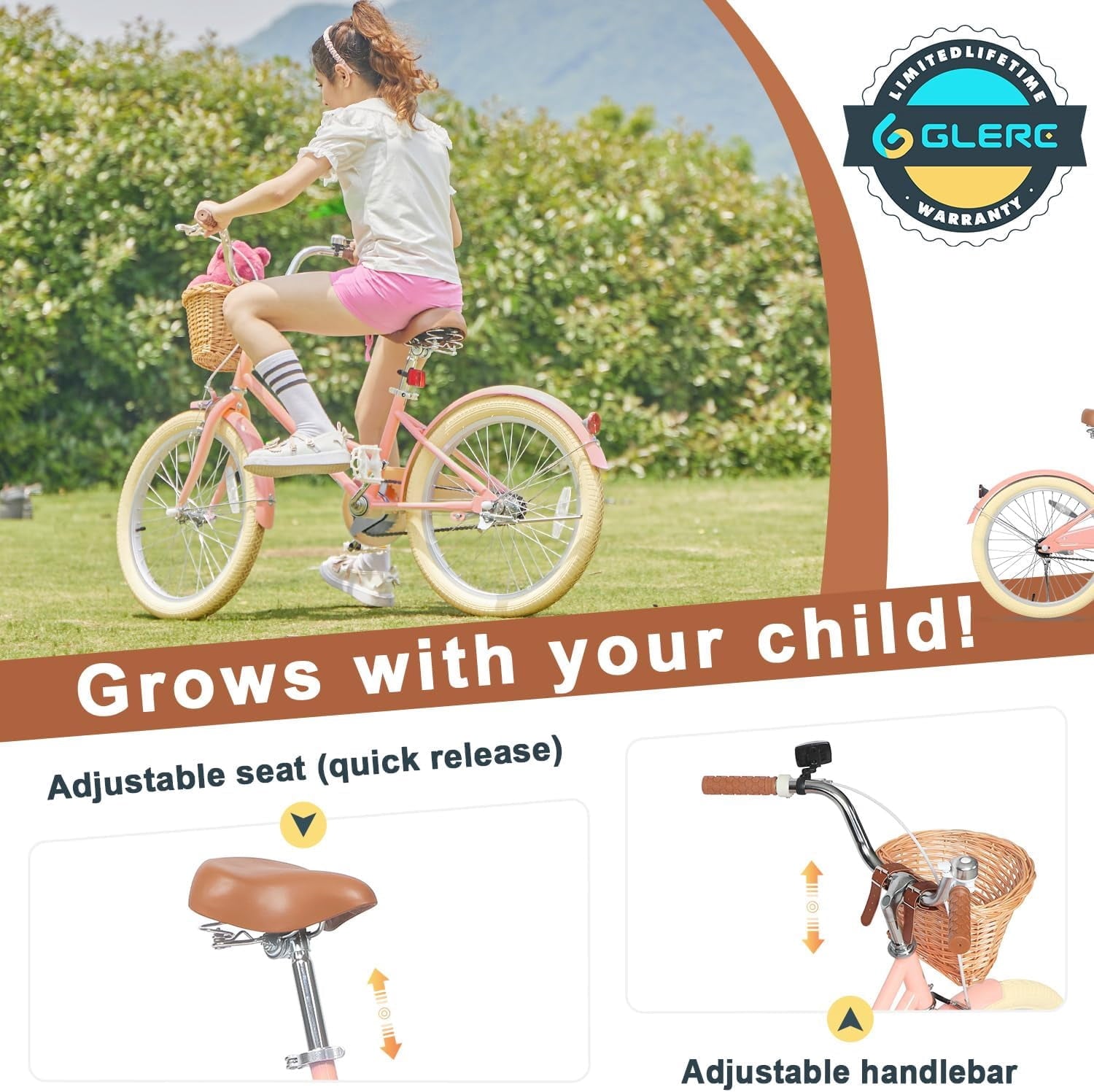 Glerc Little Molly 14 inch Kids Girls Bike for 3-5 Years Old Little Child,Yellow