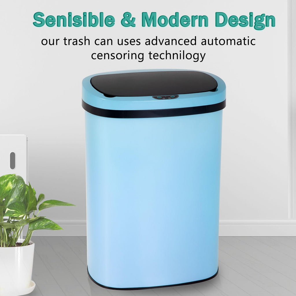BestOffice Touch Free Sensor Stainless Steel Trash Can, 13 Gallon