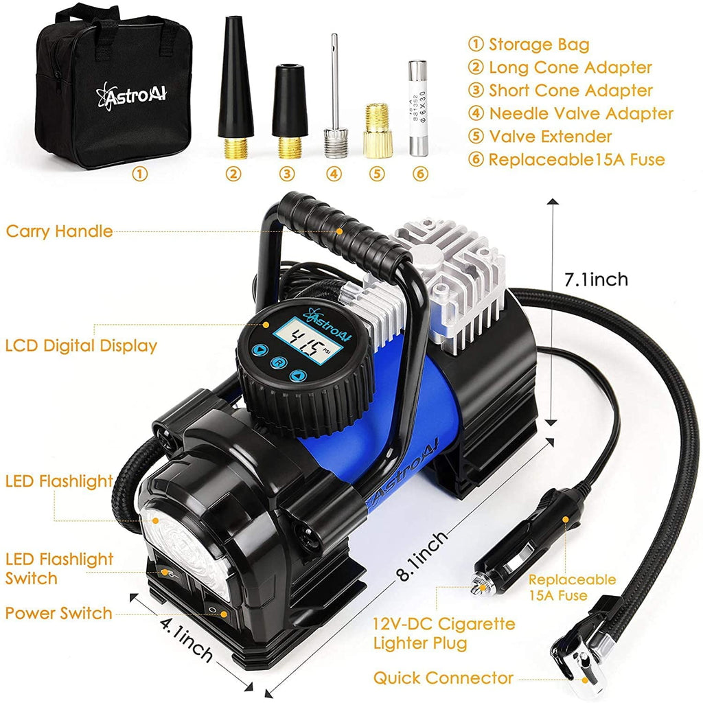 AstroAI Tire Inflator Portable Air Pump for Car Tires, Digital Air Compressor 150PSI, Yellow