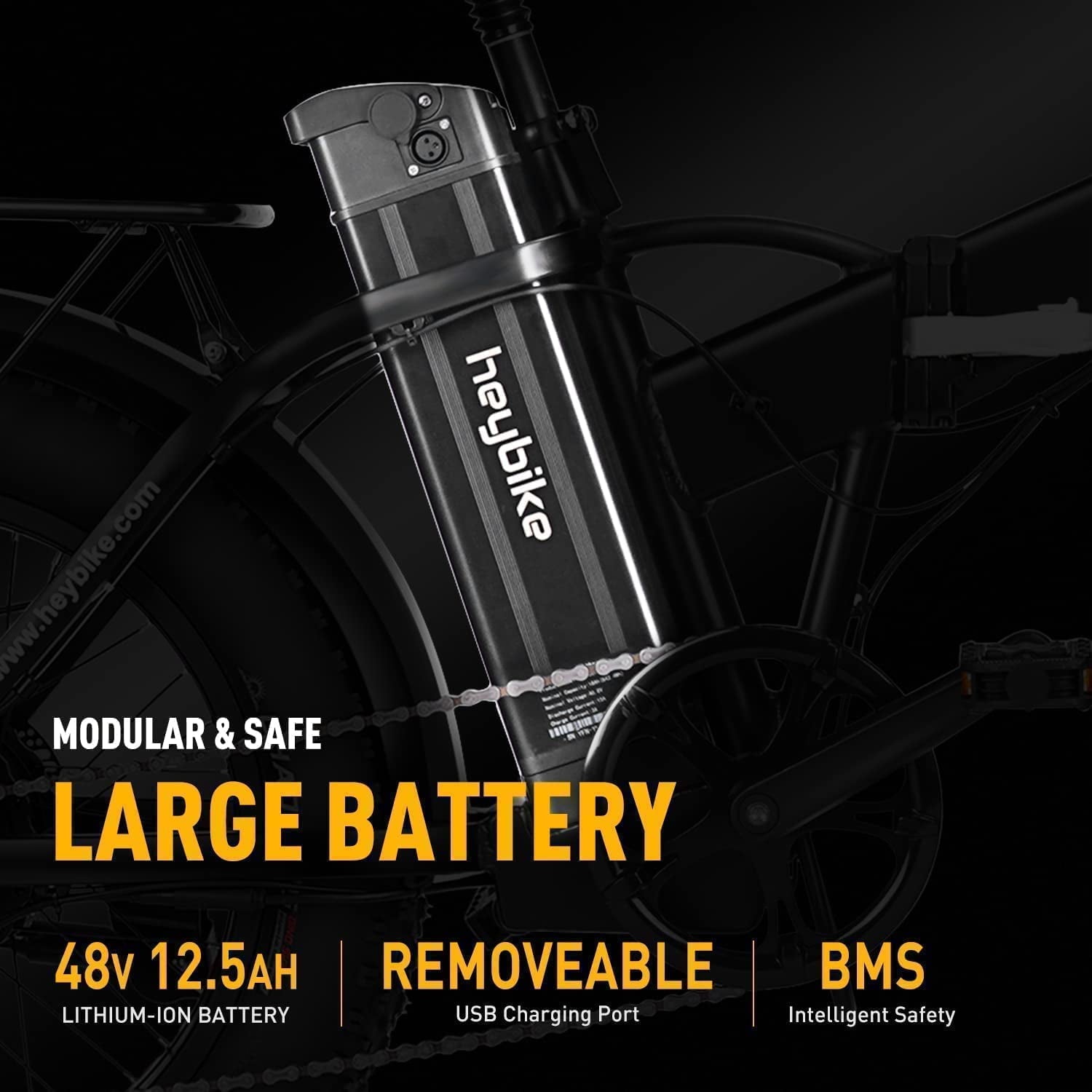 Heybike Mars Electric Bike for Adults, Foldable 20" x 4.0 Fat Tire Electric Bicycle with 500W Motor, 48V 12.5AH Removable Battery, Shimano 7 Speed Commuting Hybrid Ebike