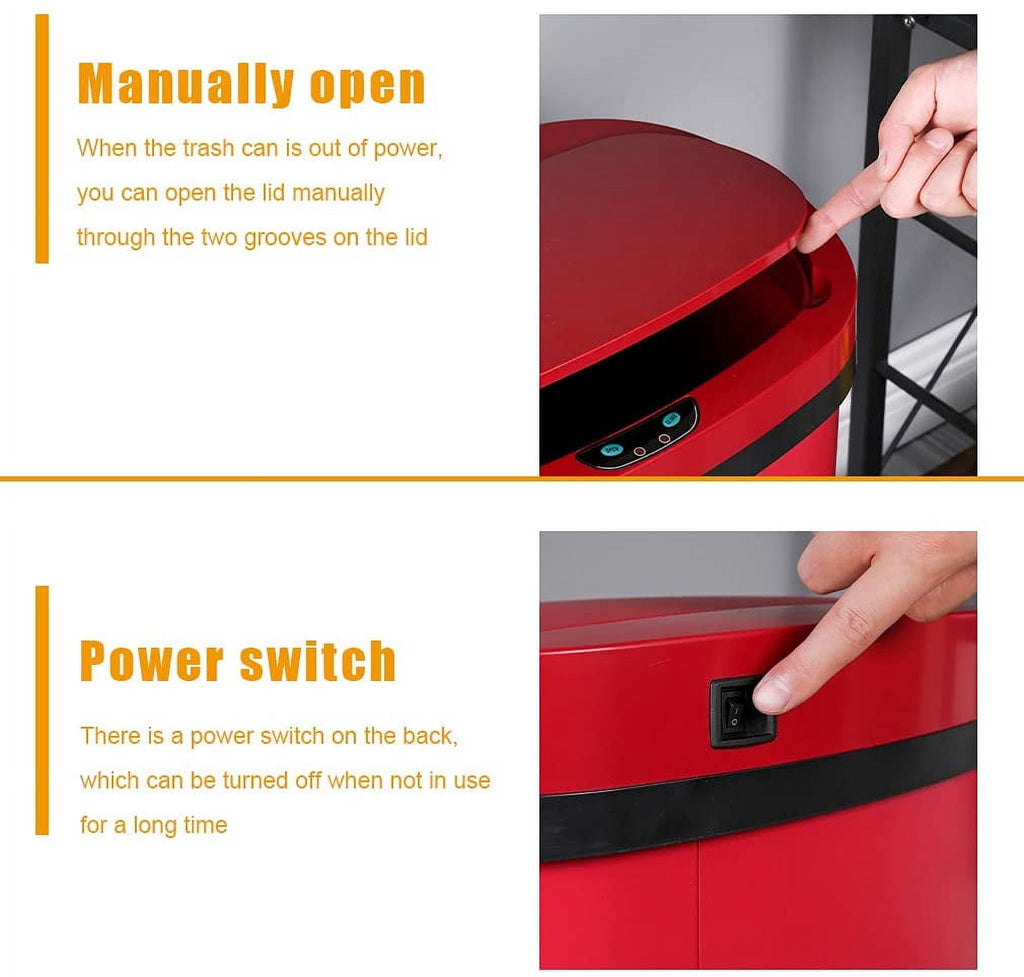 BestOffice Touch Free Sensor Stainless Steel Trash Can, 13 Gallon