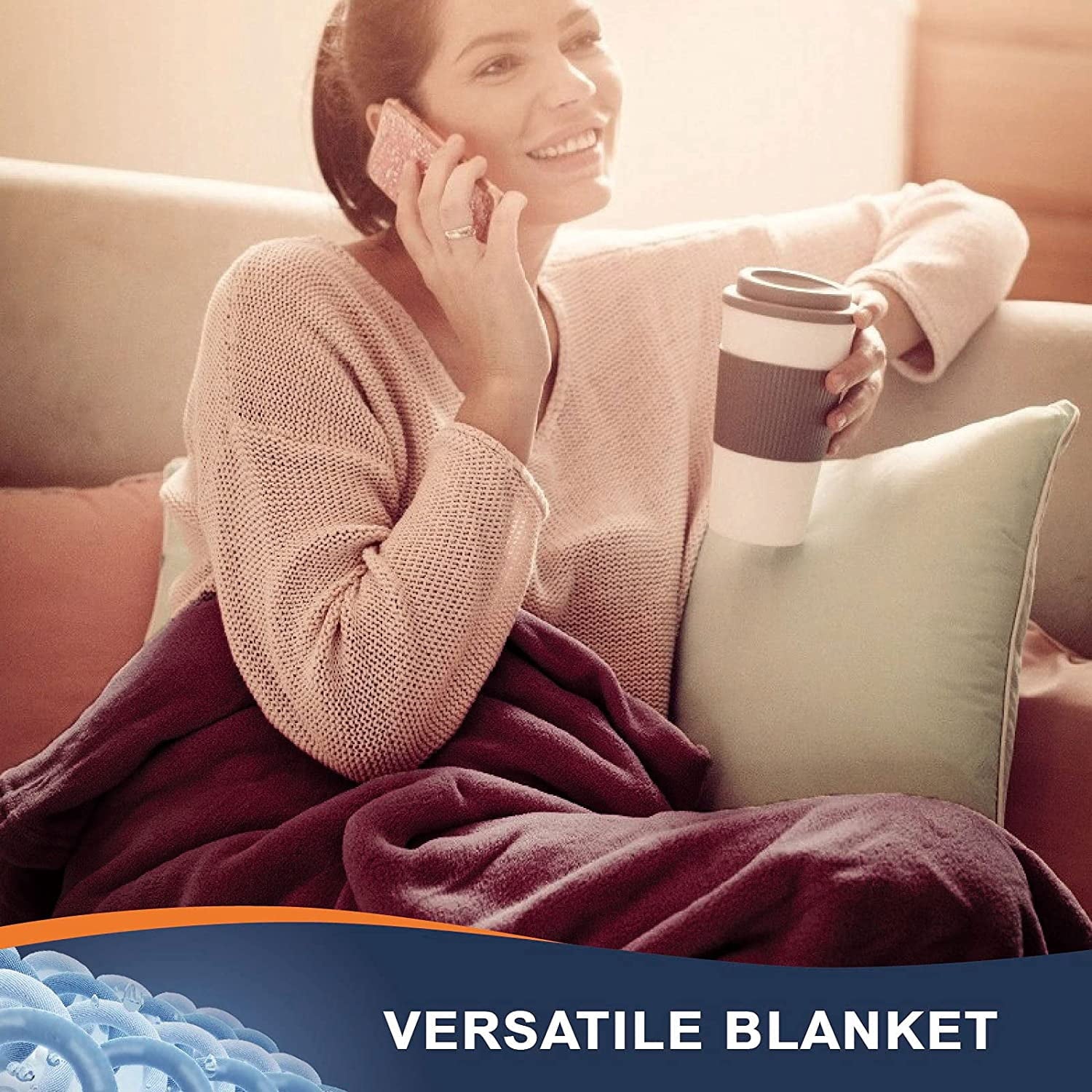 Walensee Ultra Soft Microplush Fleece Throw Blanket, 50" x 60", Orange, Machine Washable