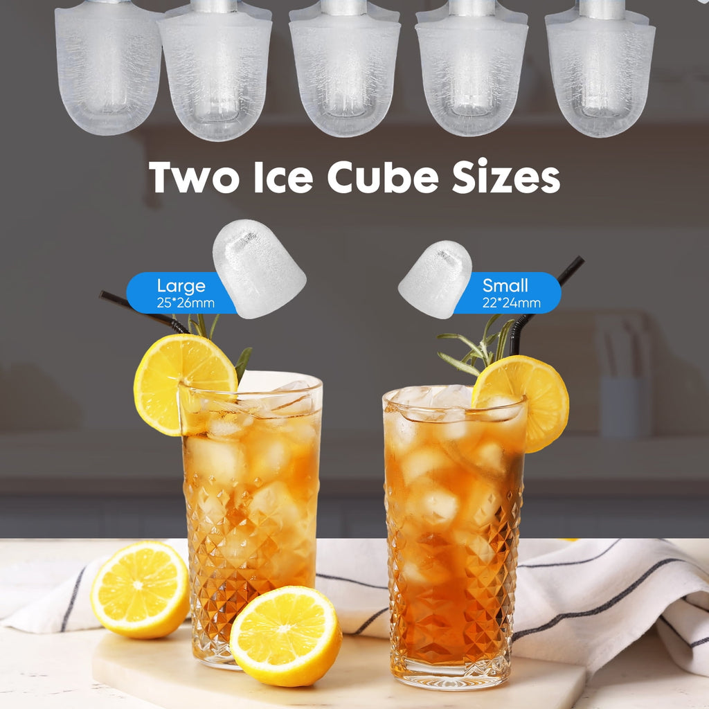 EDX Countertop Ice Maker, Self-Cleaning Portable Ice Maker Machine with Handle and Ice Scoop, Bullet Ice Cubes, 9Pcs/6Min 26.5Lbs/24H for Home/Kitchen/Bar/Party, Black