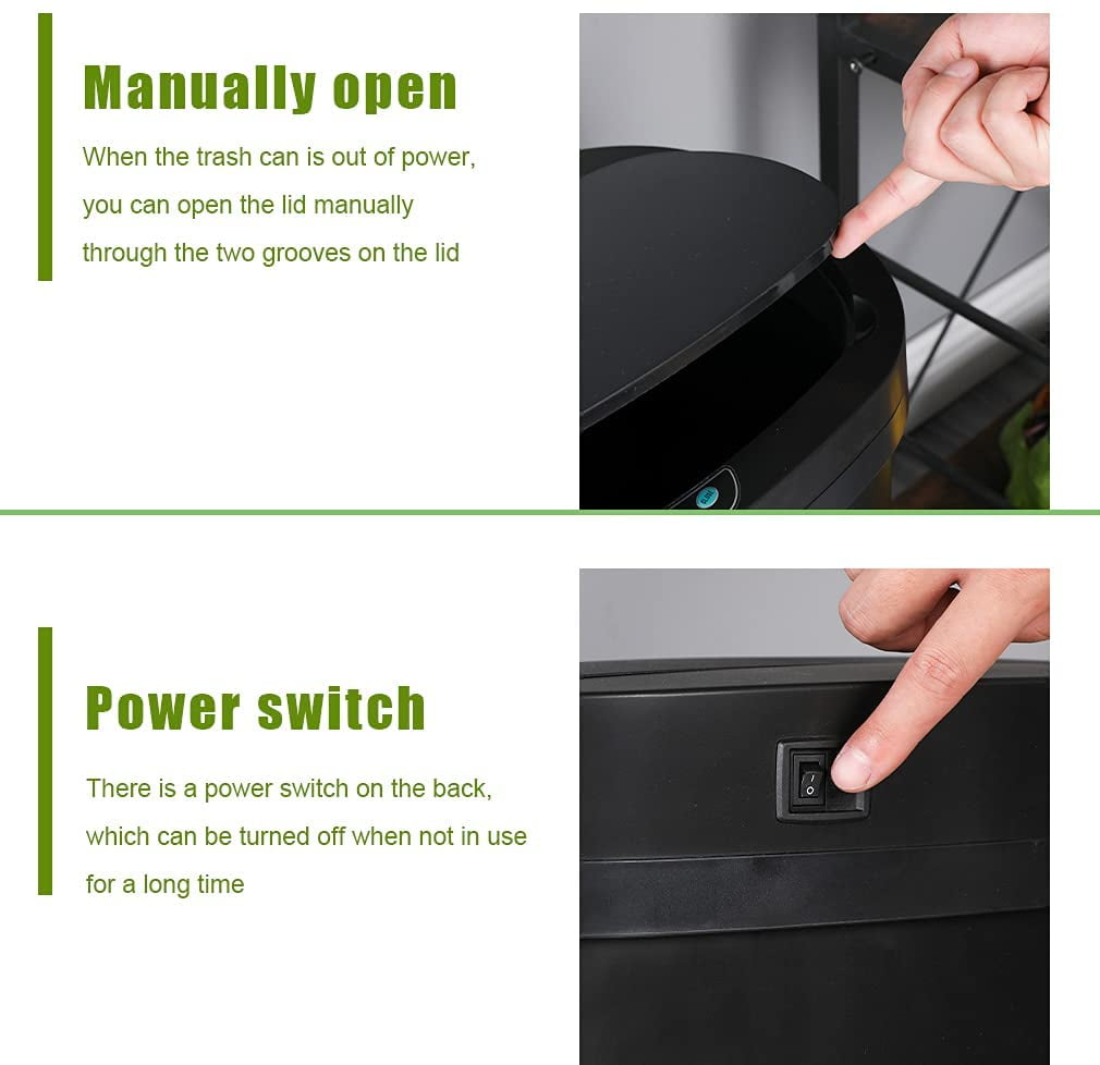 BestOffice Touch Free Sensor Stainless Steel Trash Can, 13 Gallon
