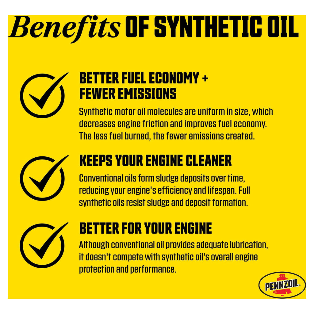 Pennzoil Platinum High Mileage Full Synthetic 5W-30 Motor Oil, 5 Quart