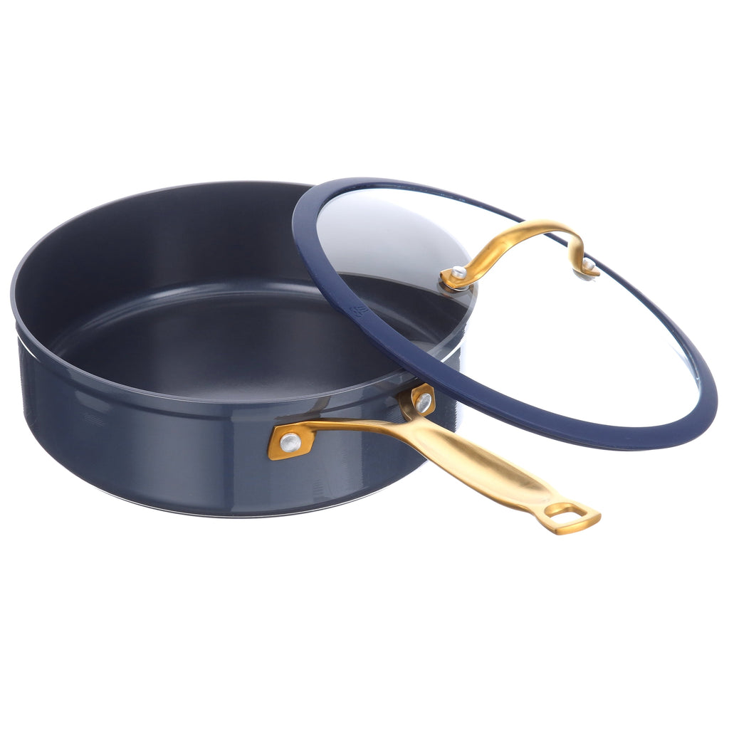 Thyme & Table Non-Stick 12-Piece Signature Cookware Set, Black & Gold