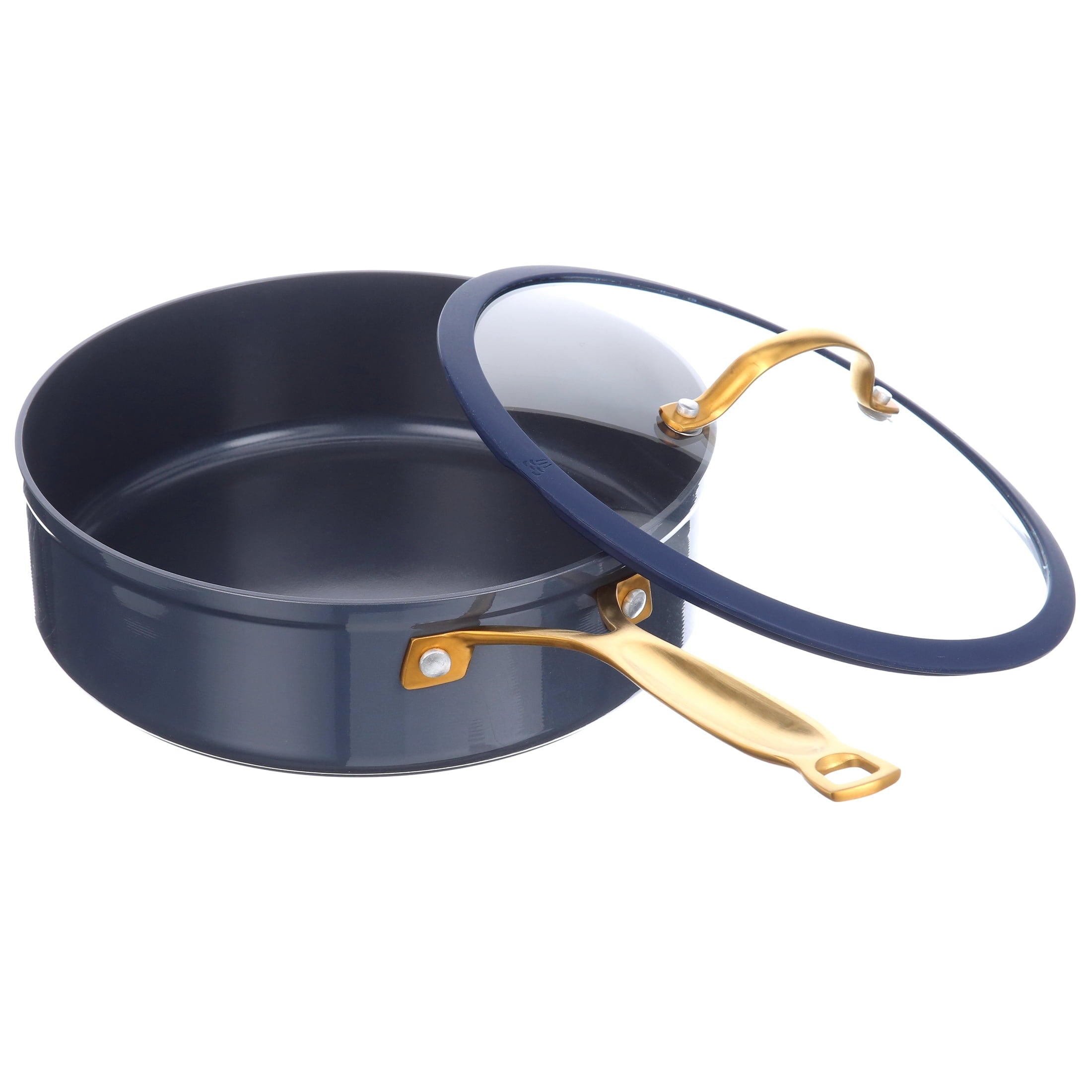 Thyme & Table Non-Stick 12-Piece Signature Cookware Set, Black & Gold