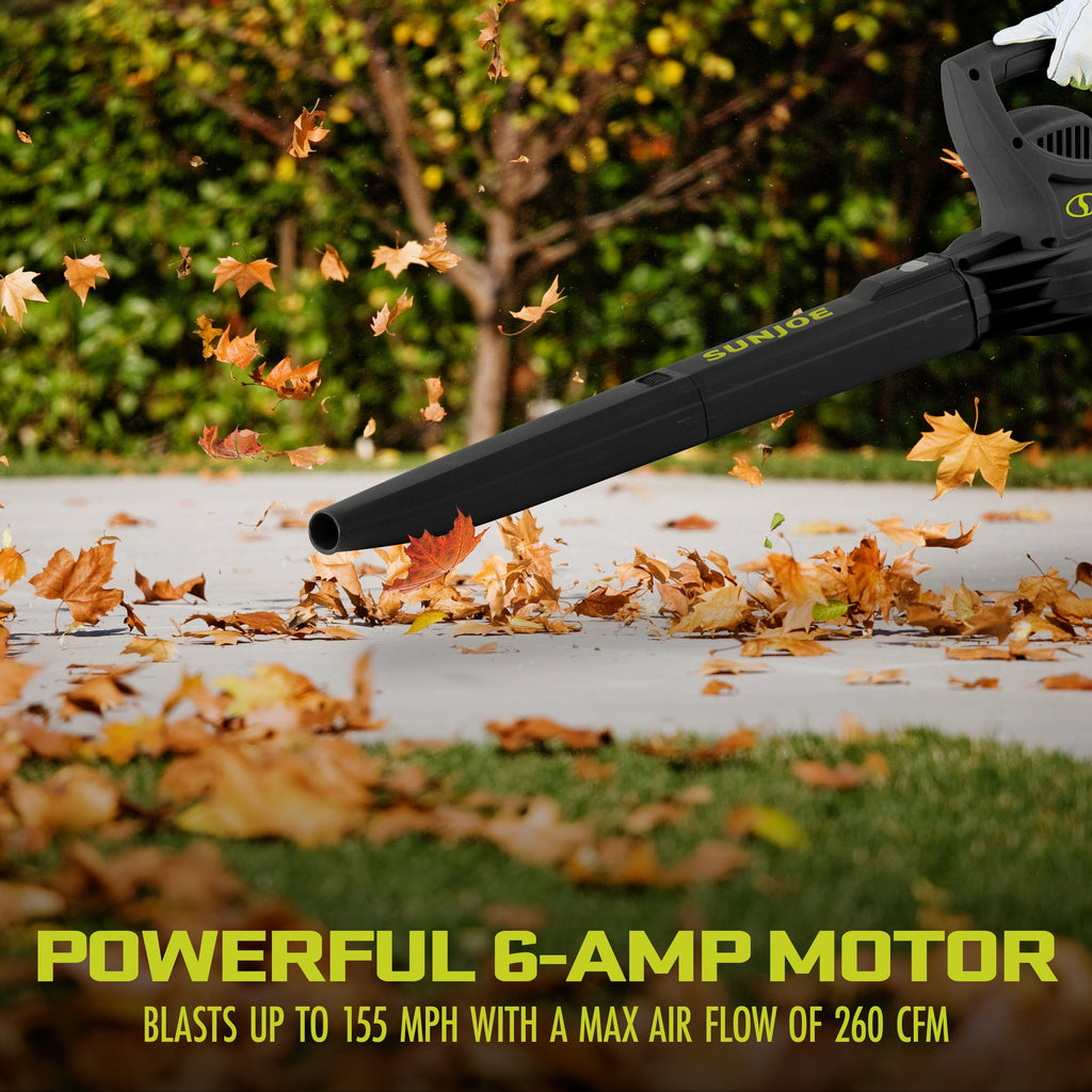 Sun Joe All-Purpose Electric Leaf Blower, 6-Amp, 155-mph, 260-CFM - Green