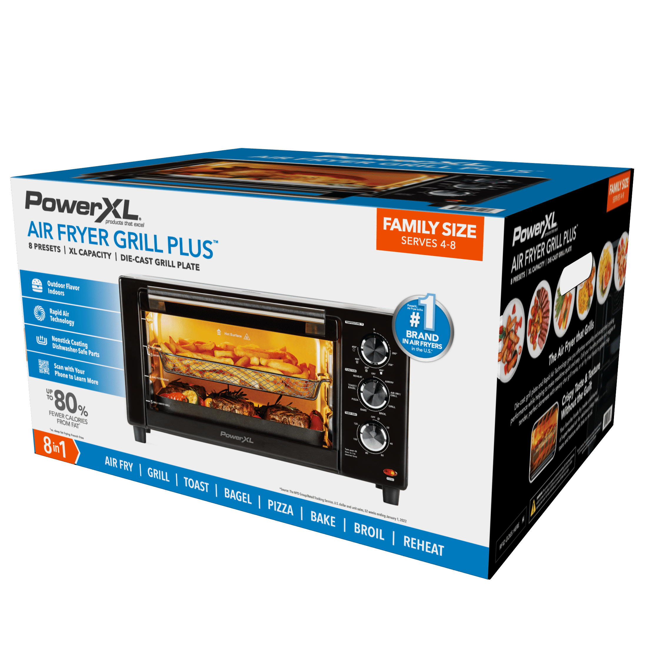 PowerXL Air Fryer Grill Plus, Toaster Oven, Black, 1500 Watts