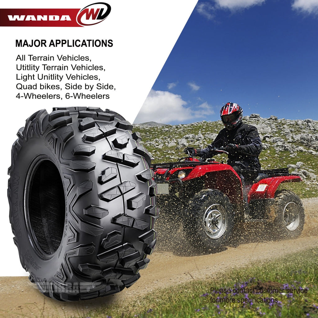 Wanda ATV/UTV Tires 25x8-12 Front & 25x10-12 Rear /6PR Big Horn Style 10375/10376, Set 4