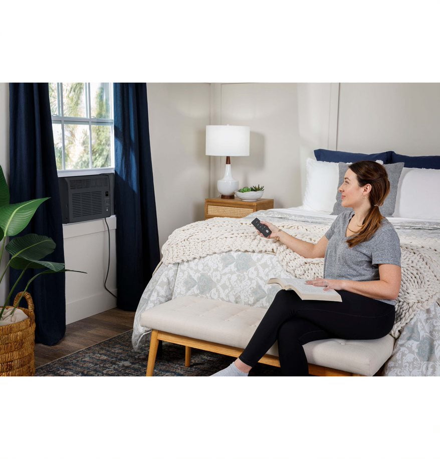 GE Appliances 5,000 BTU 115-Volt Electronic Window Air Conditioner with Remote and Eco Mode, Black, AHB05LZ