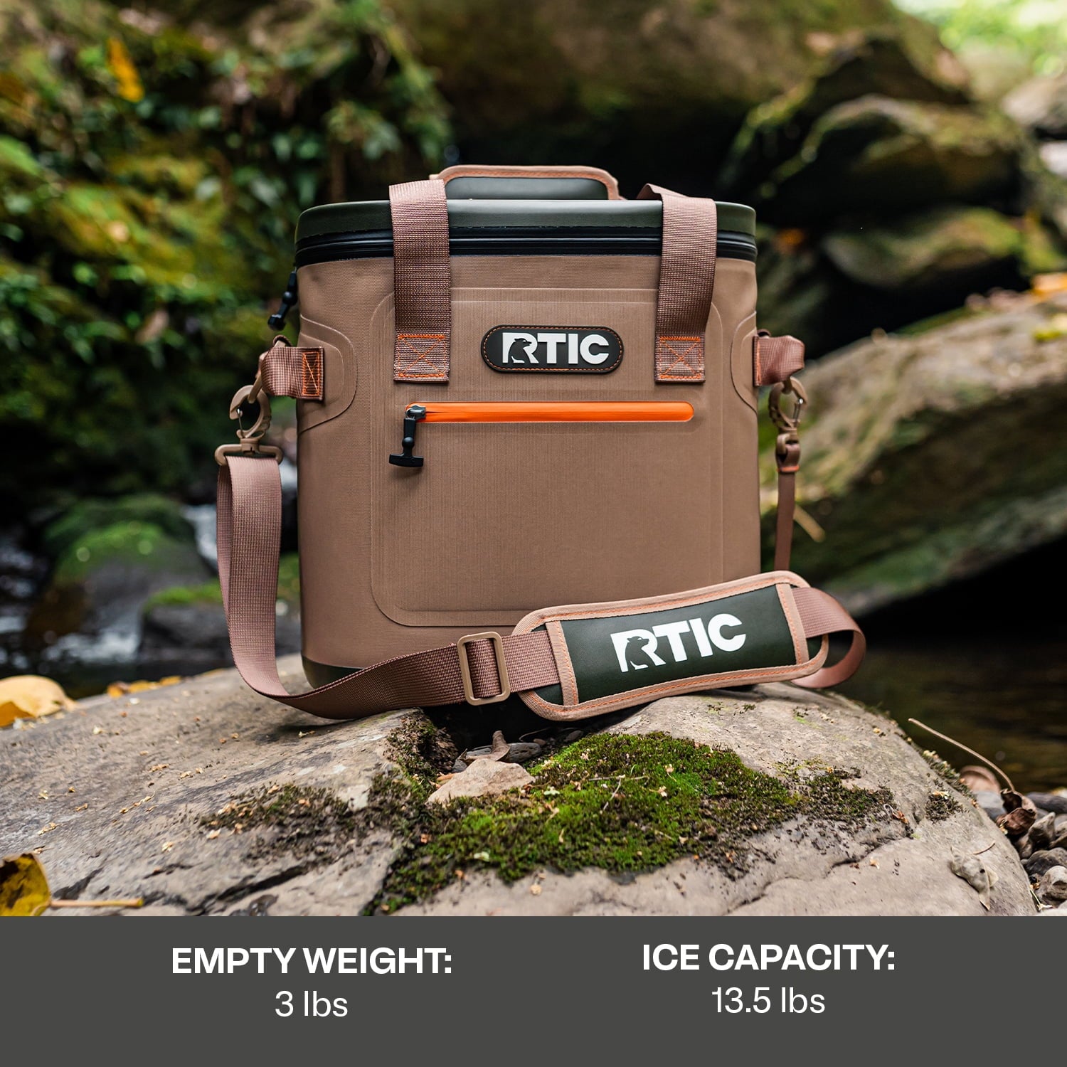 RTIC 20 Can Soft Pack Cooler, Leakproof Ice Chest Cooler with Waterproof Zipper, Blue/Grey