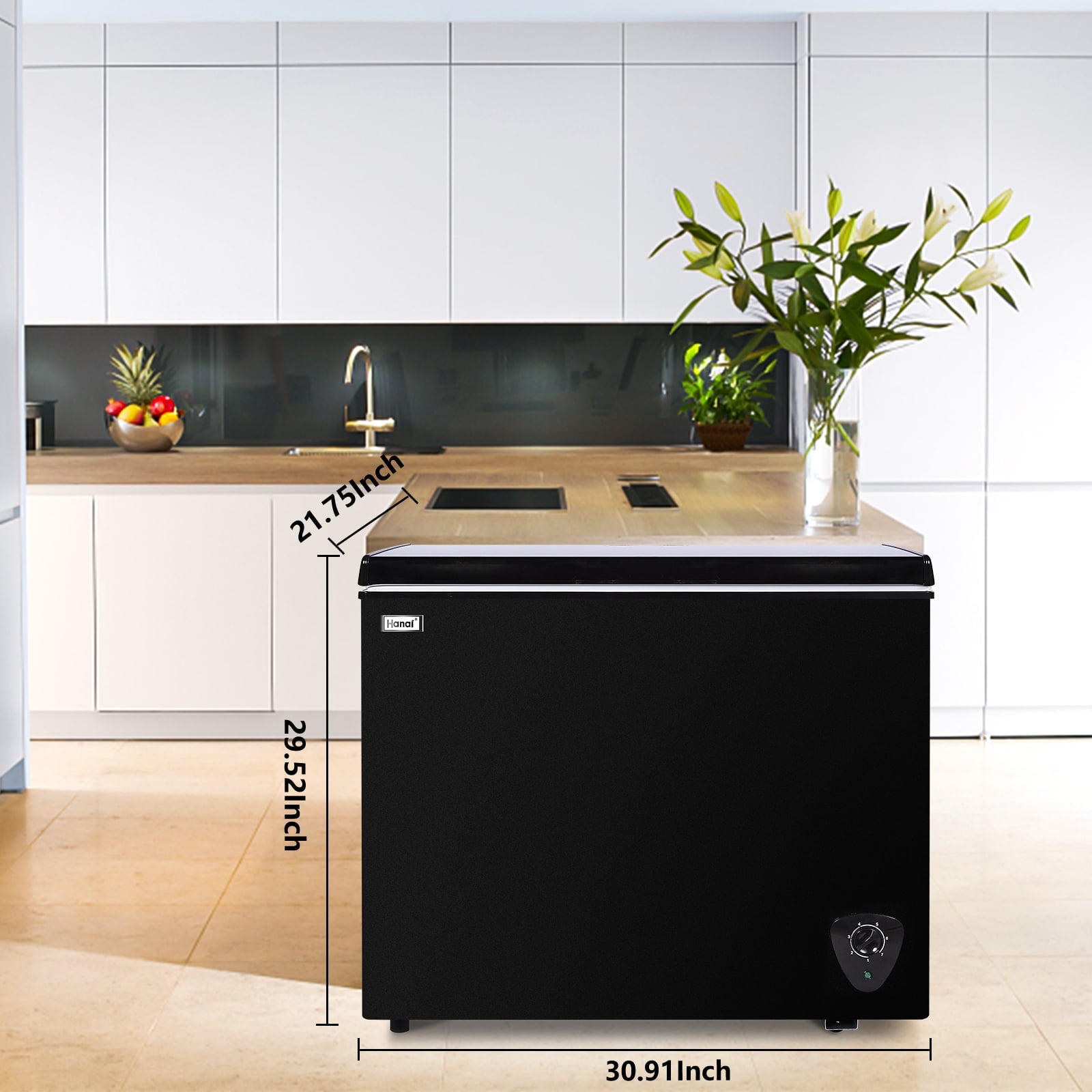 WANAI Chest Freezer 3.5 Cu ft,Small Chest Freezer,Upright Single Door Refrigerator,Black