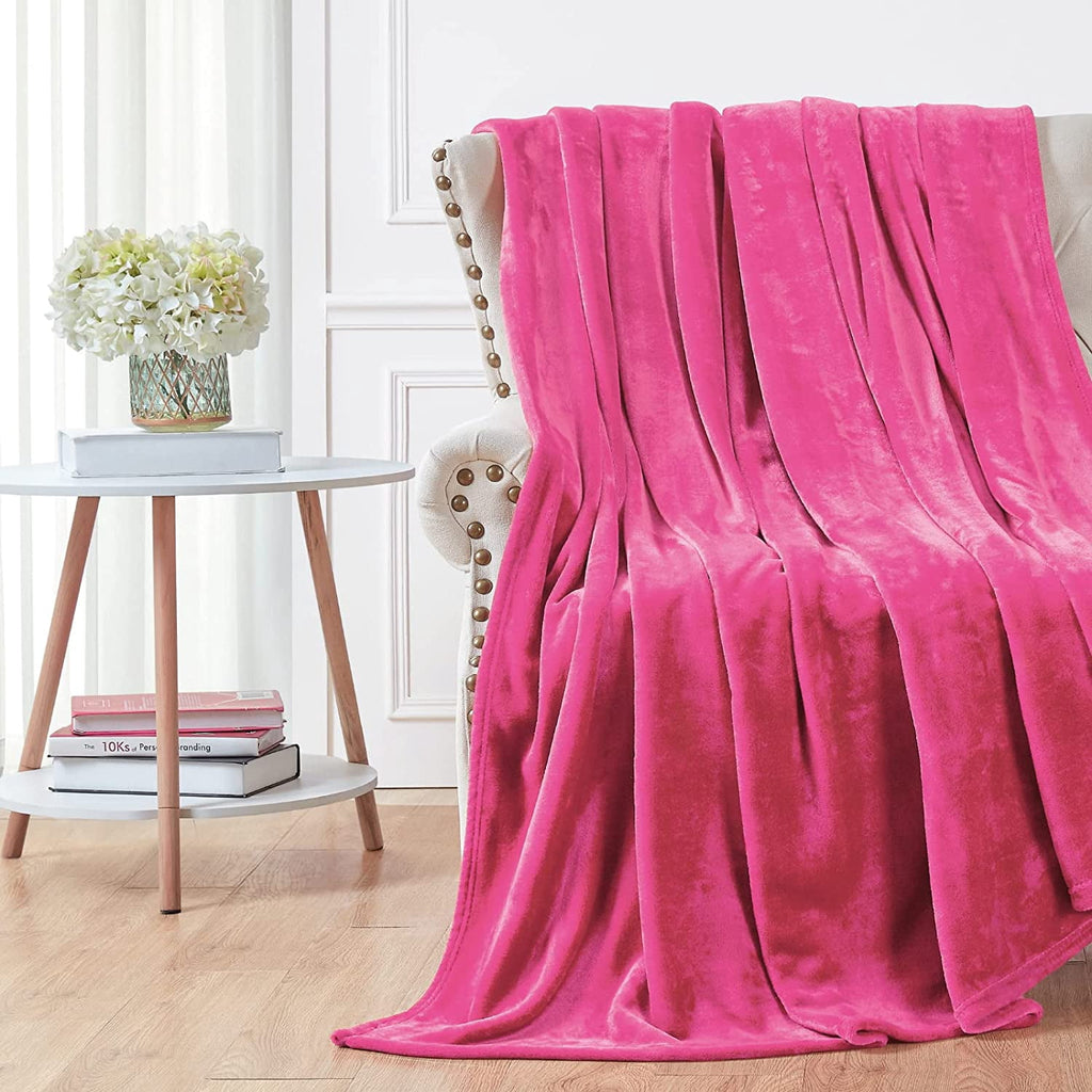 Walensee Ultra Soft Microplush Fleece Throw Blanket, 50" x 60", Orange, Machine Washable