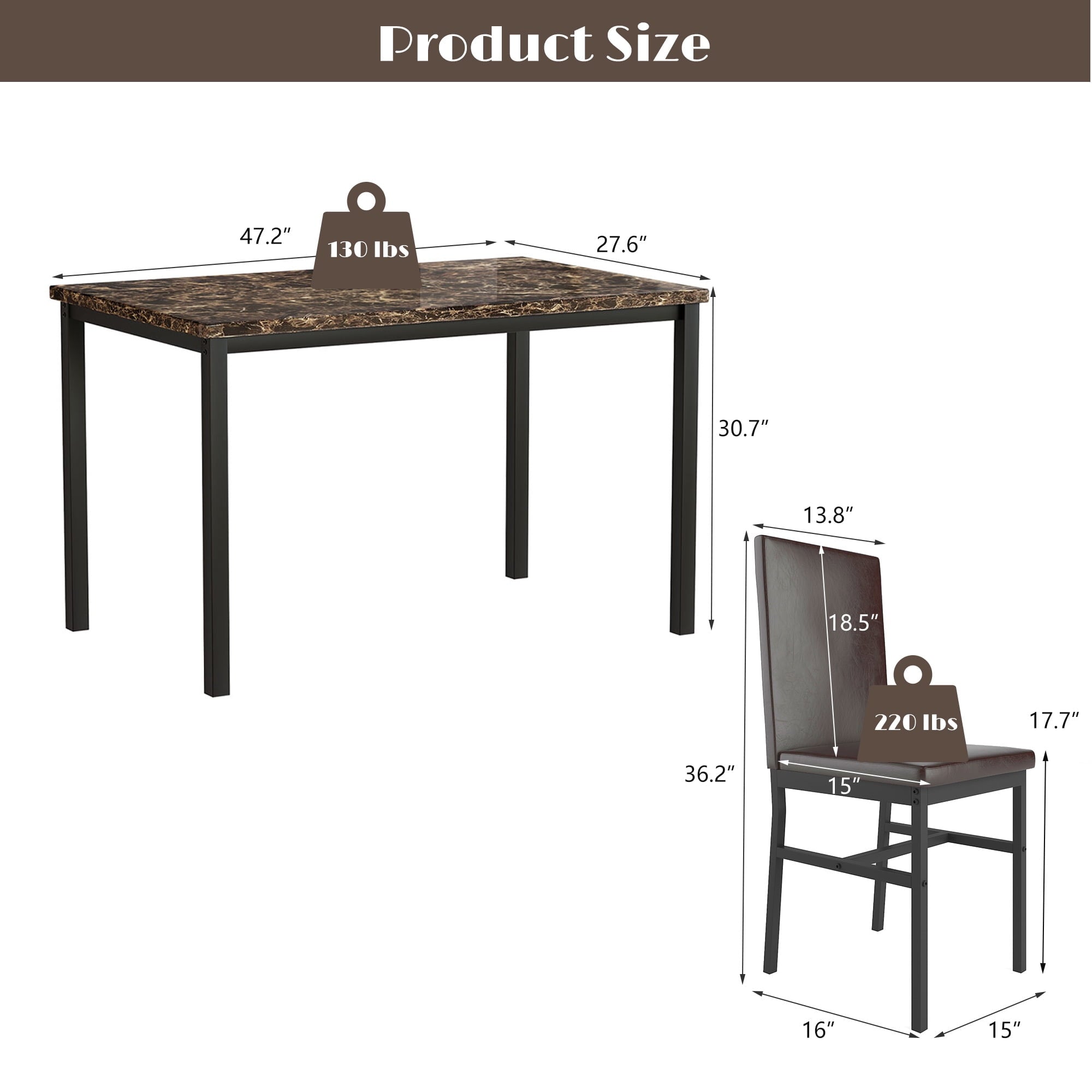PAPROOS Dining Table Set for 4, Modern 5-Piece Kitchen Table Set with Faux Marble Top and Velvet Upholstery Chairs, Heavy Duty Dinette Sets for Breakfast Nook, Dining Room Table and Chairs, Gray
