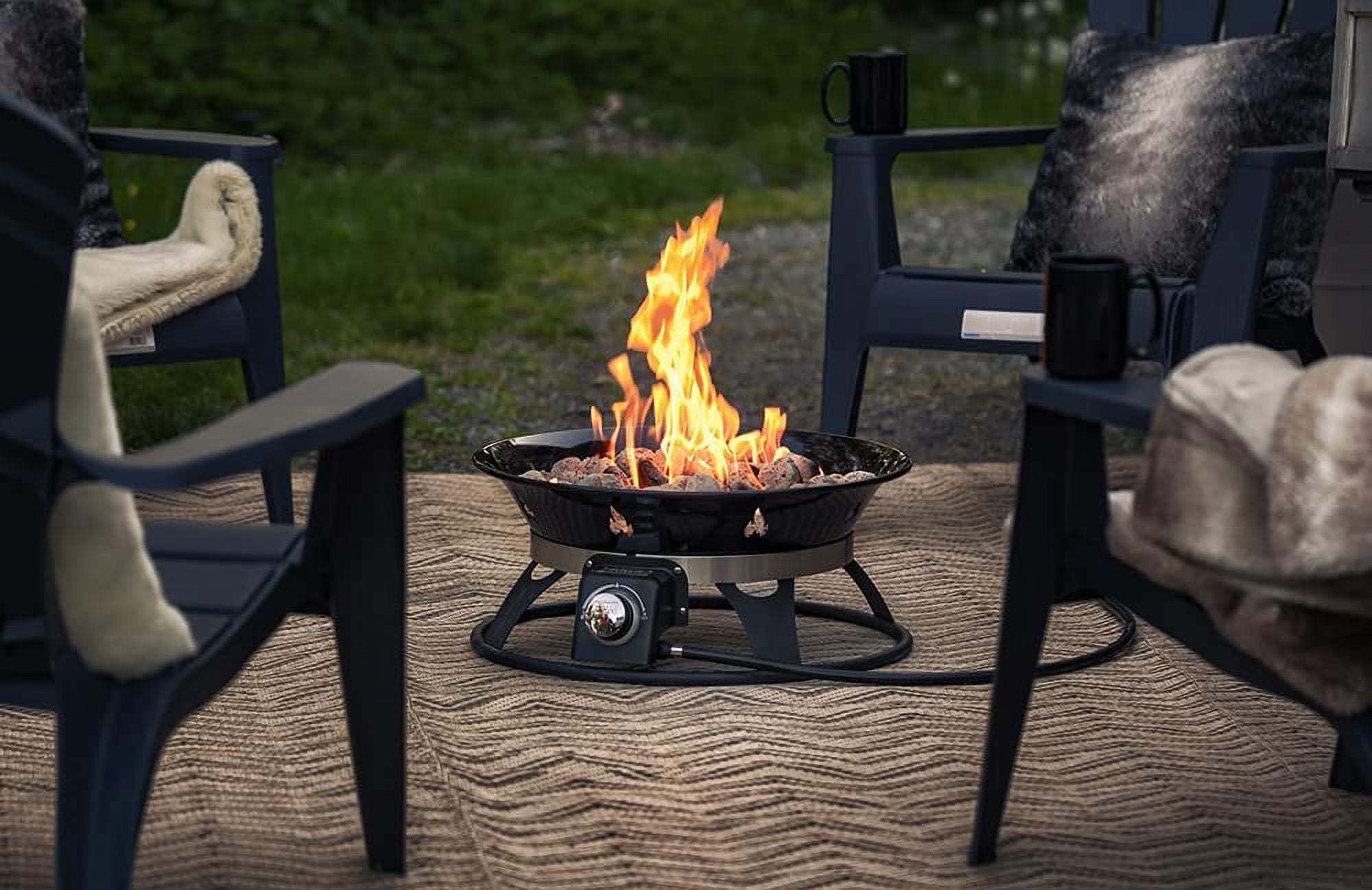Outland Living Portable Propane Fire Pit, 21-inch, 58,000 BTU with Cover & Carry Kit, Smokeless Gas Firebowl| Helios Burner 863 Cypress