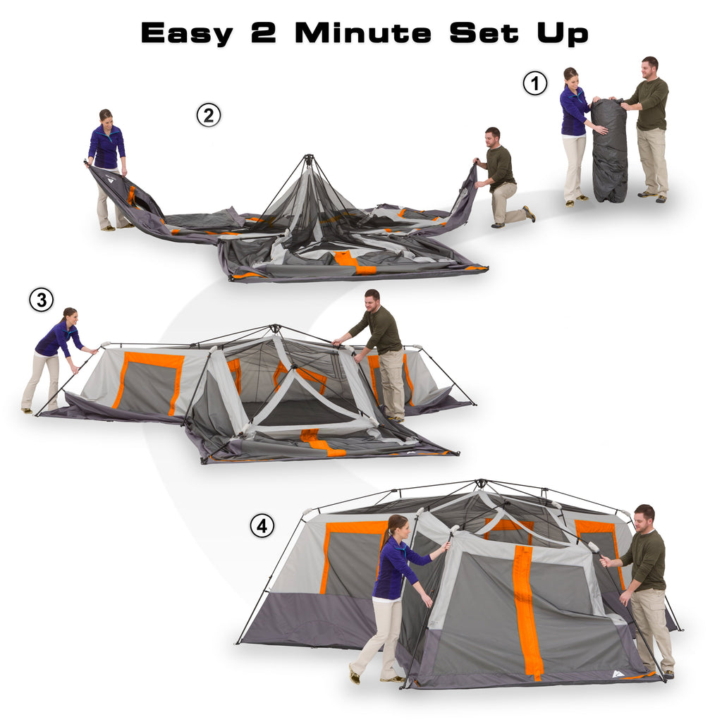 Ozark Trail 20' x 18' 12-Person 3-Room Instant Cabin Tent with Screen Room, 56.5 lbs