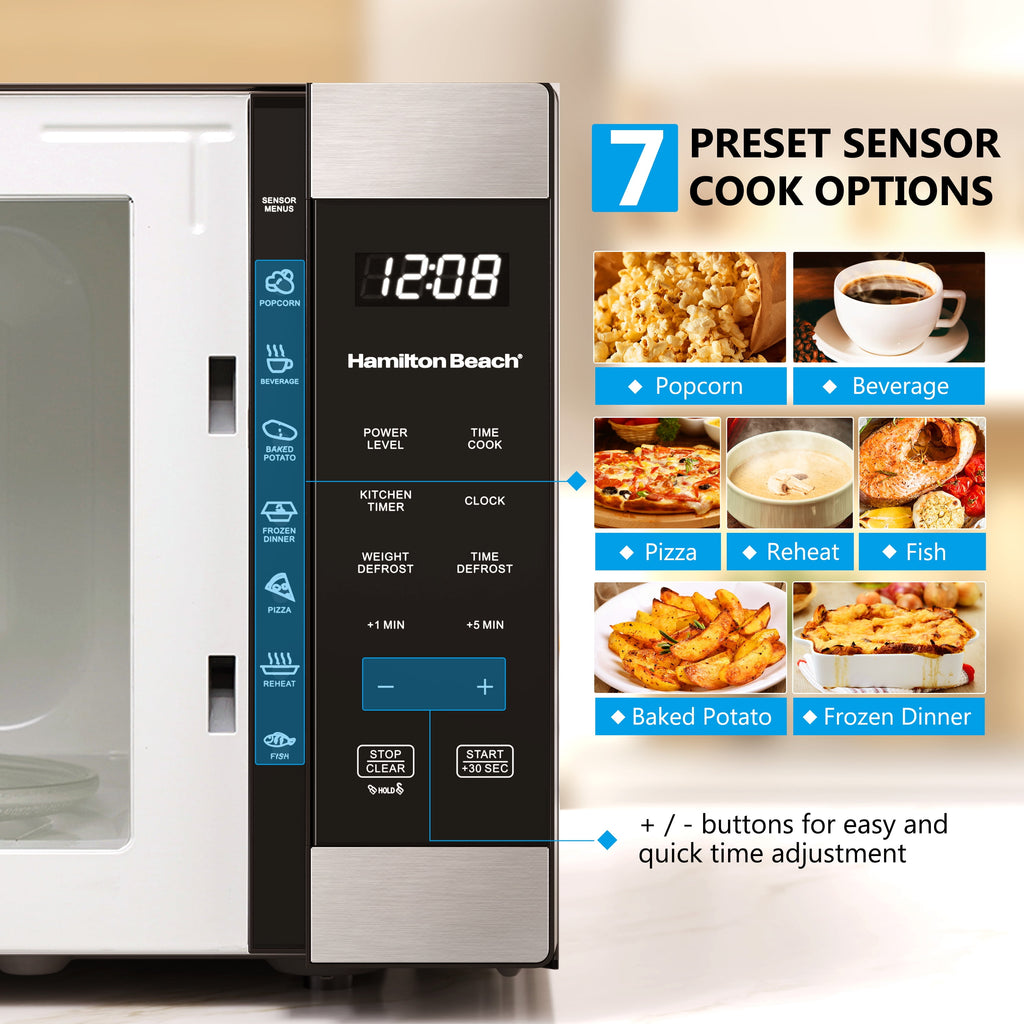 Hamilton Beach 1.6 Cu ft Sensor Cook Countertop Microwave Oven in Stainless Steel, New