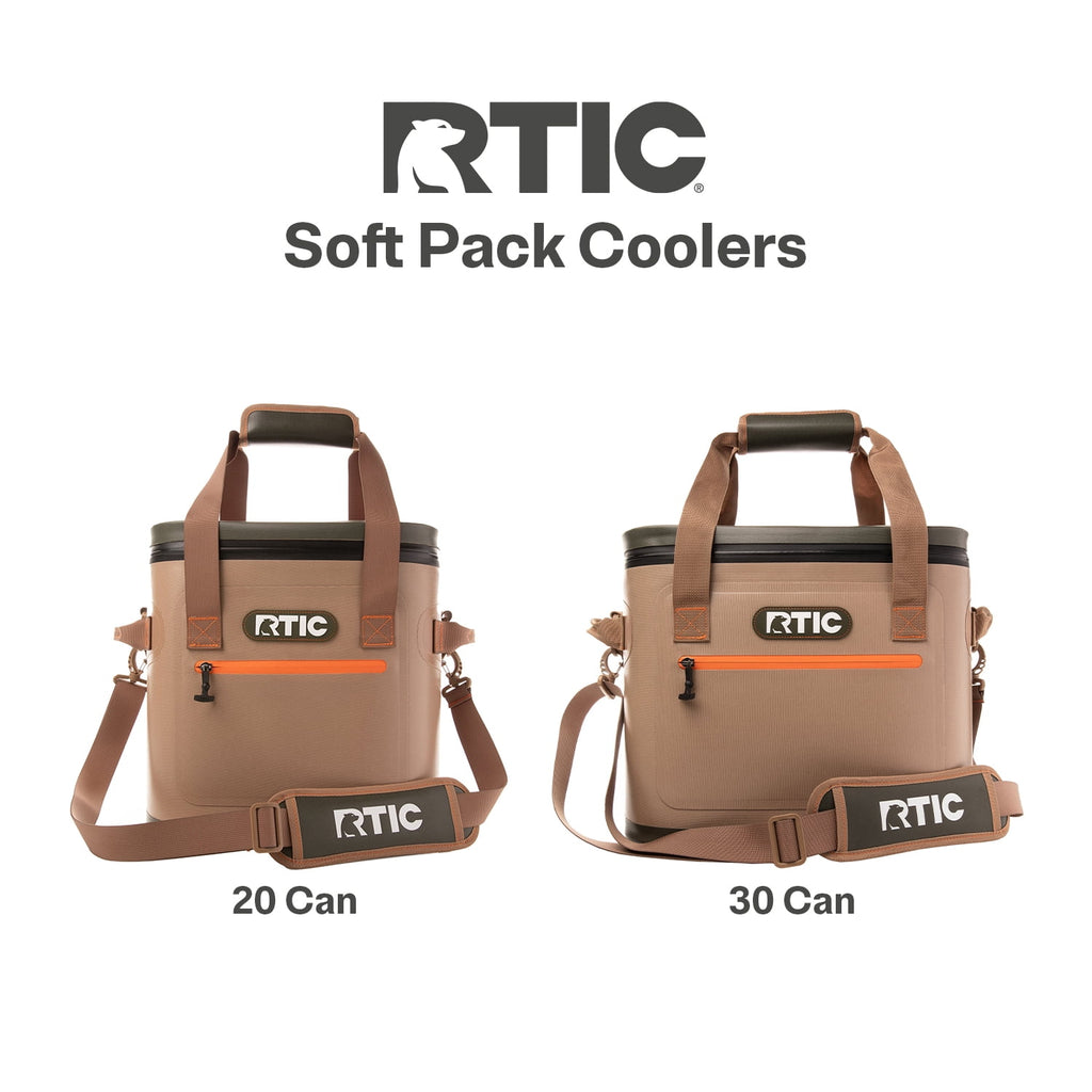 RTIC 20 Can Soft Pack Cooler, Leakproof Ice Chest Cooler with Waterproof Zipper, Blue/Grey