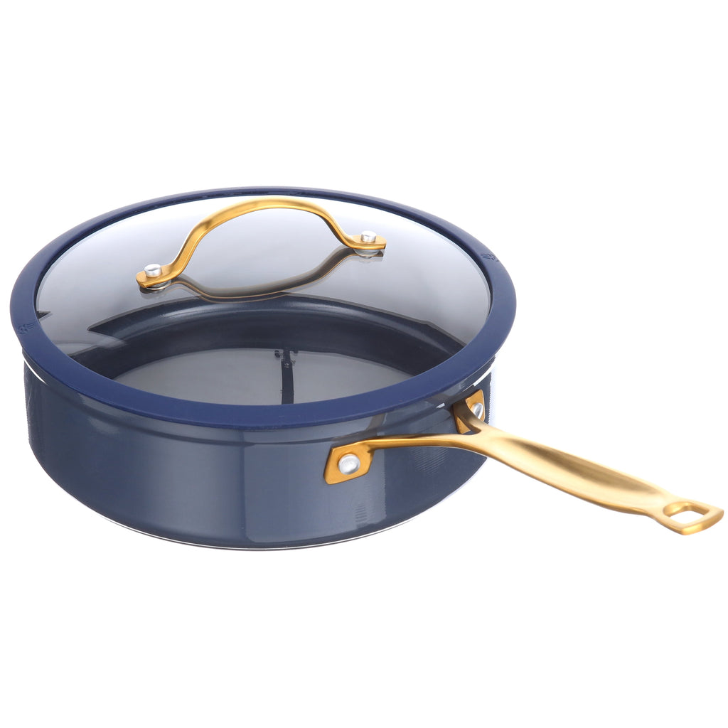 Thyme & Table Non-Stick 12-Piece Signature Cookware Set, Black & Gold