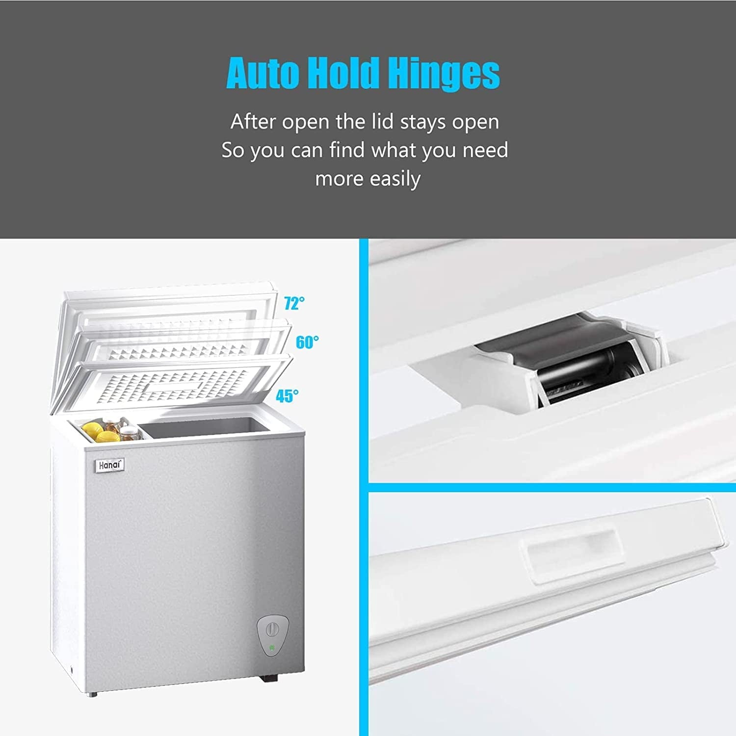 WANAI Chest Freezer 3.5 Cu ft,Small Chest Freezer,Upright Single Door Refrigerator,Black