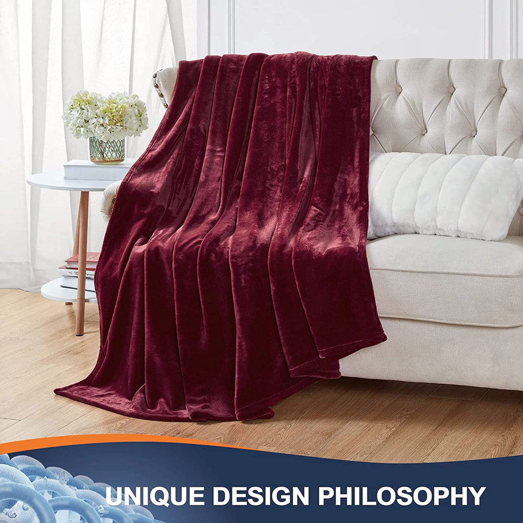 Walensee Ultra Soft Microplush Fleece Throw Blanket, 50" x 60", Orange, Machine Washable