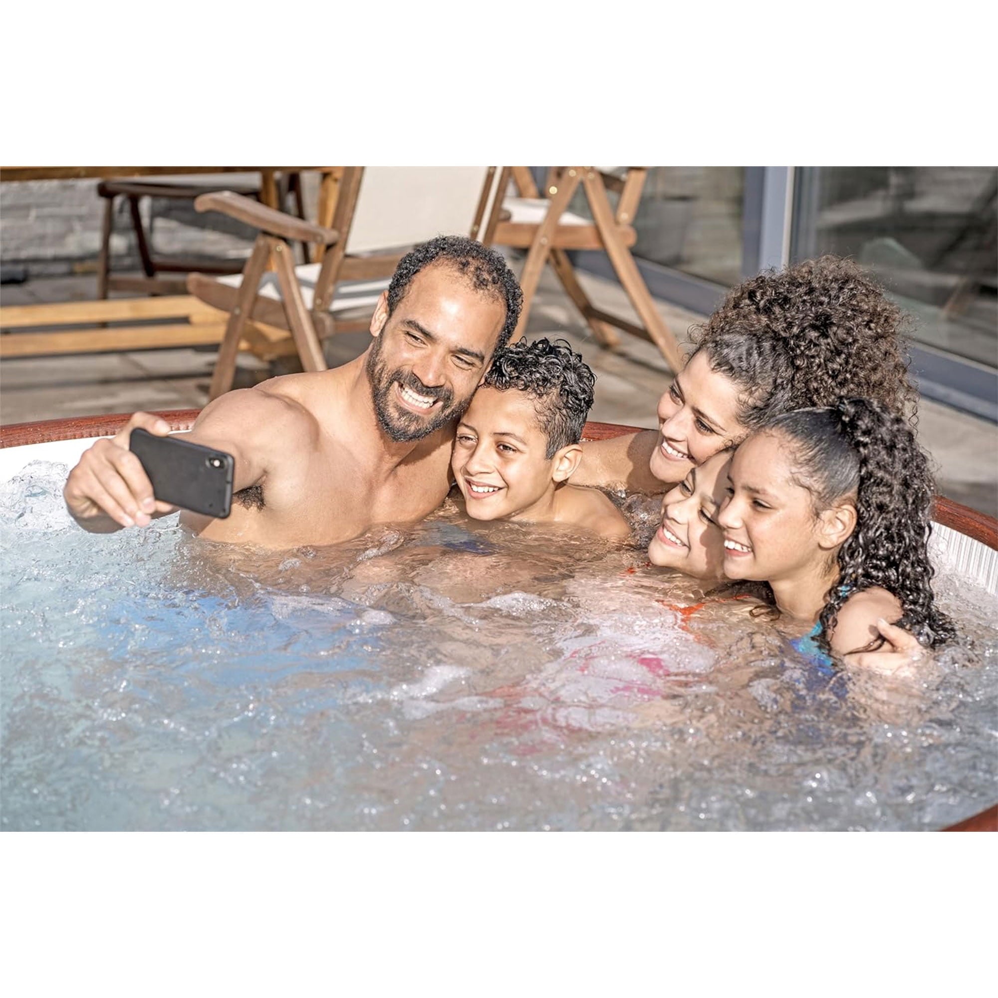 Bestway Helsinki SaluSpa 7 Person Inflatable Hot Tub w/ 180 AirJets, Brown