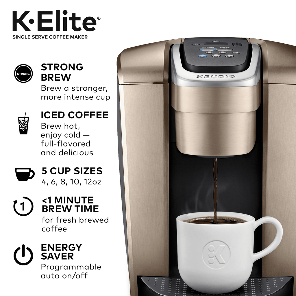 Keurig K-Elite Single-Serve K-Cup Pod Coffee Maker, Brushed Slate