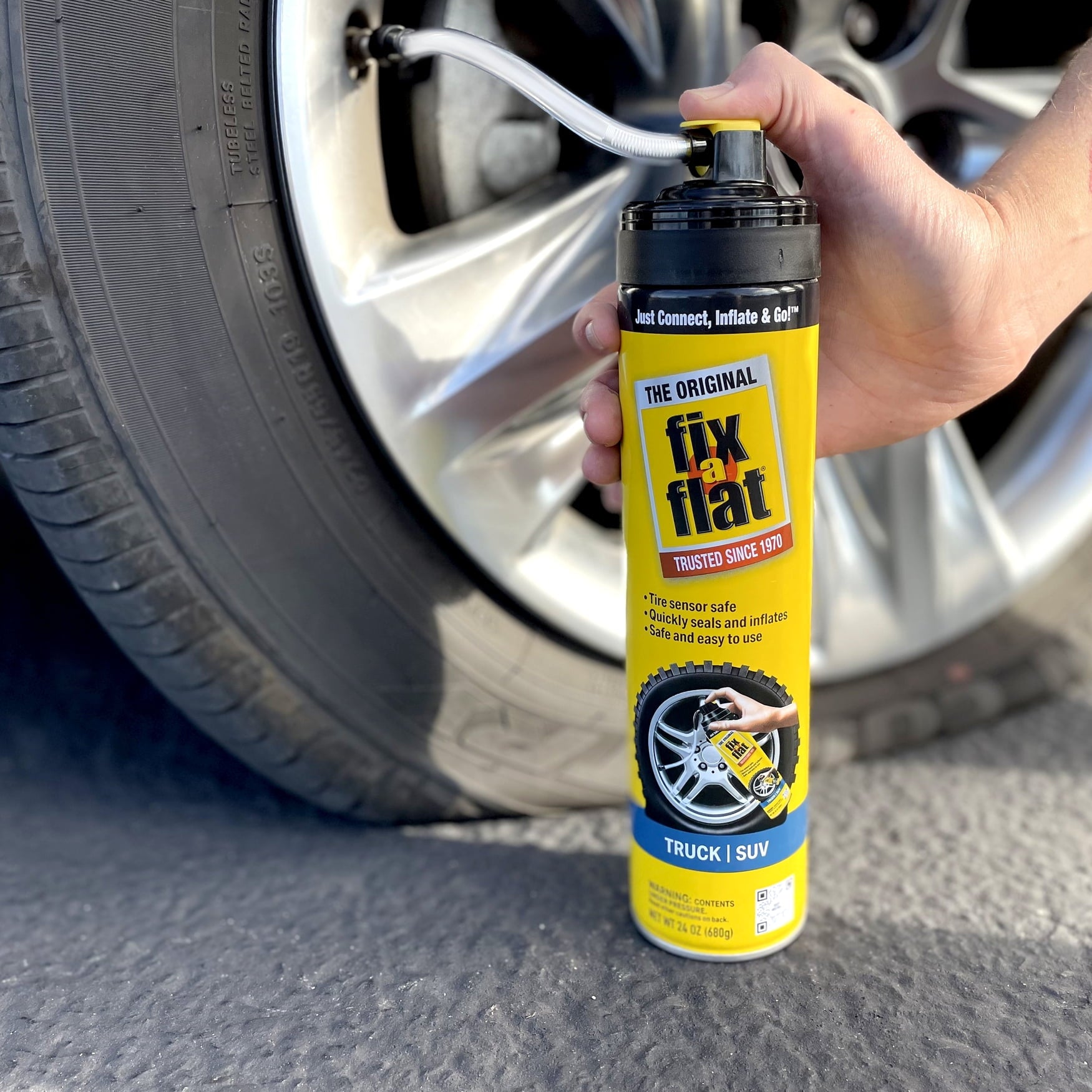 Fix-A-Flat Aerosol Emergency Flat Tire Repair and Inflator, for X-Large Tires, Eco-Friendly Formula, Universal Fit for All Cars, Trucks and SUVs, 24 oz. (Pack of 1)- S60369