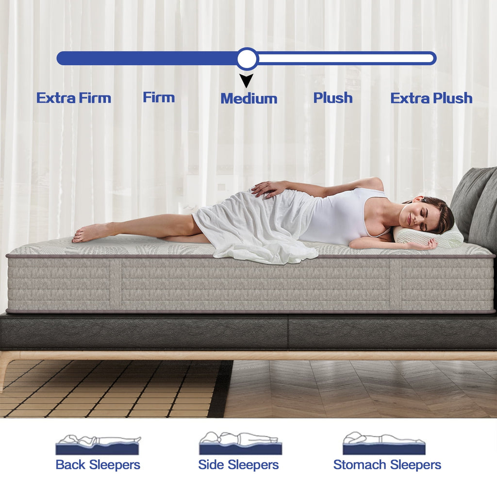 KOW Hybrid Mattress 12" Full Size Gel Memory Foam Pocket Spring Mattress in a Box Medium Firm Adult