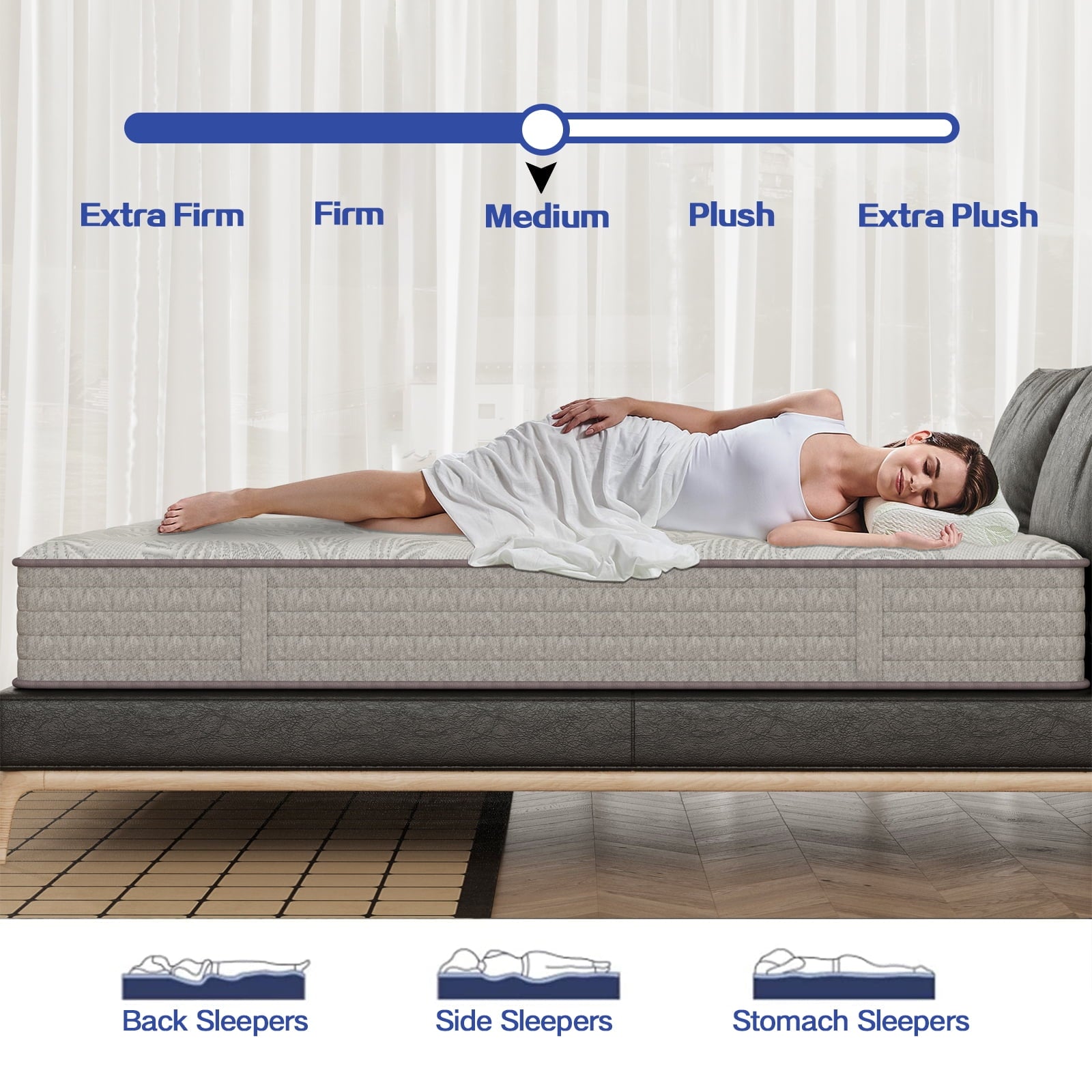 KOW Hybrid Mattress 12" Full Size Gel Memory Foam Pocket Spring Mattress in a Box Medium Firm Adult