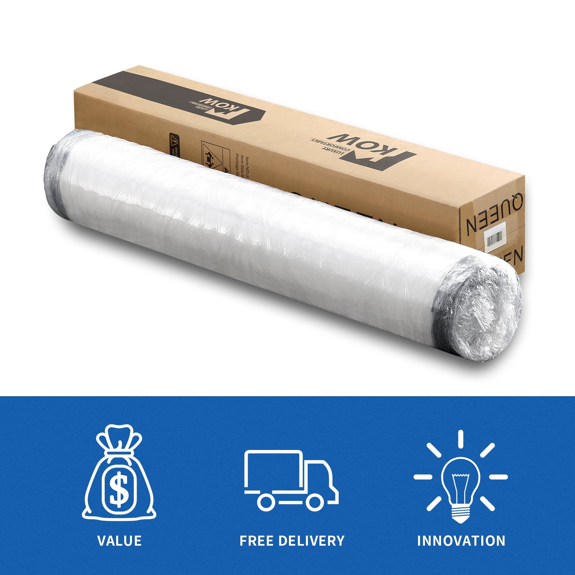 KOW Mattress 12 inch Full Size, Gel Memory Foam Hybrid Mattress in a Box, Cozy Sleep