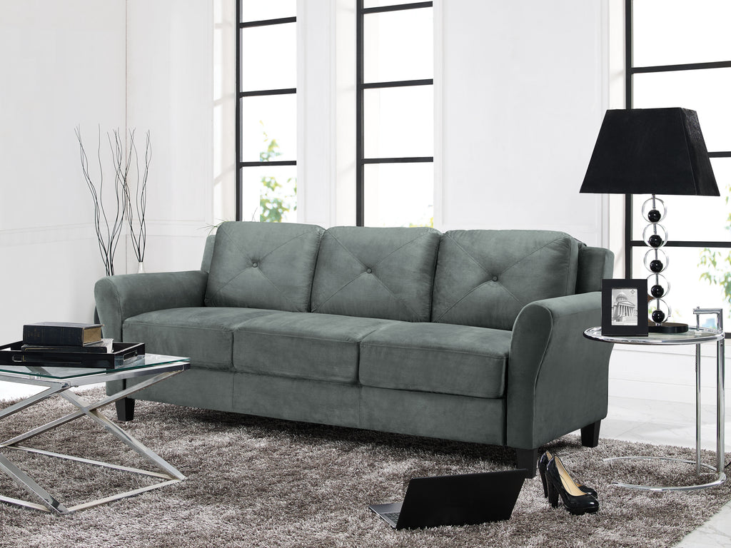 Lifestyle Solutions Taryn Curved Arms Sofa, Black Fabric