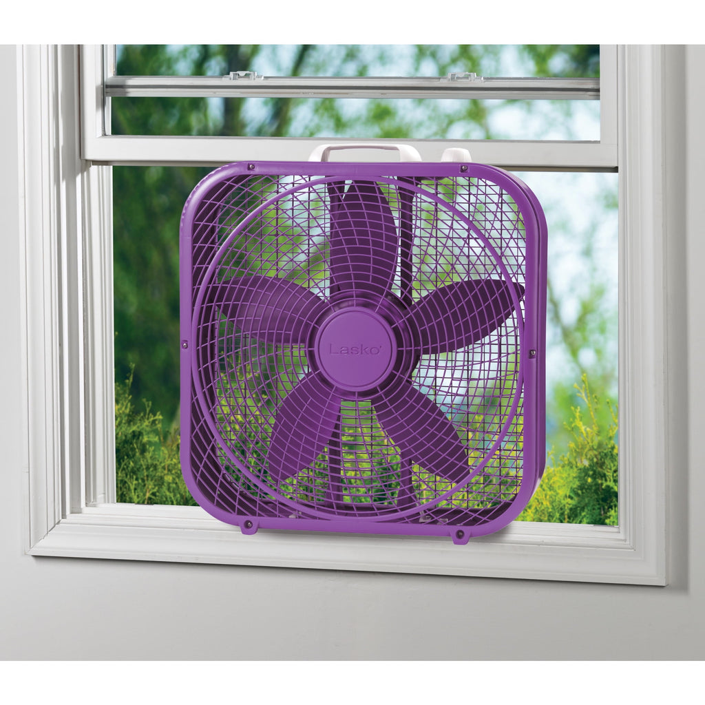 Lasko 20" Cool Colors 3-Speed Box Fan with Weather-Resistant Motor, Blue, 22.5" High, B20310, New