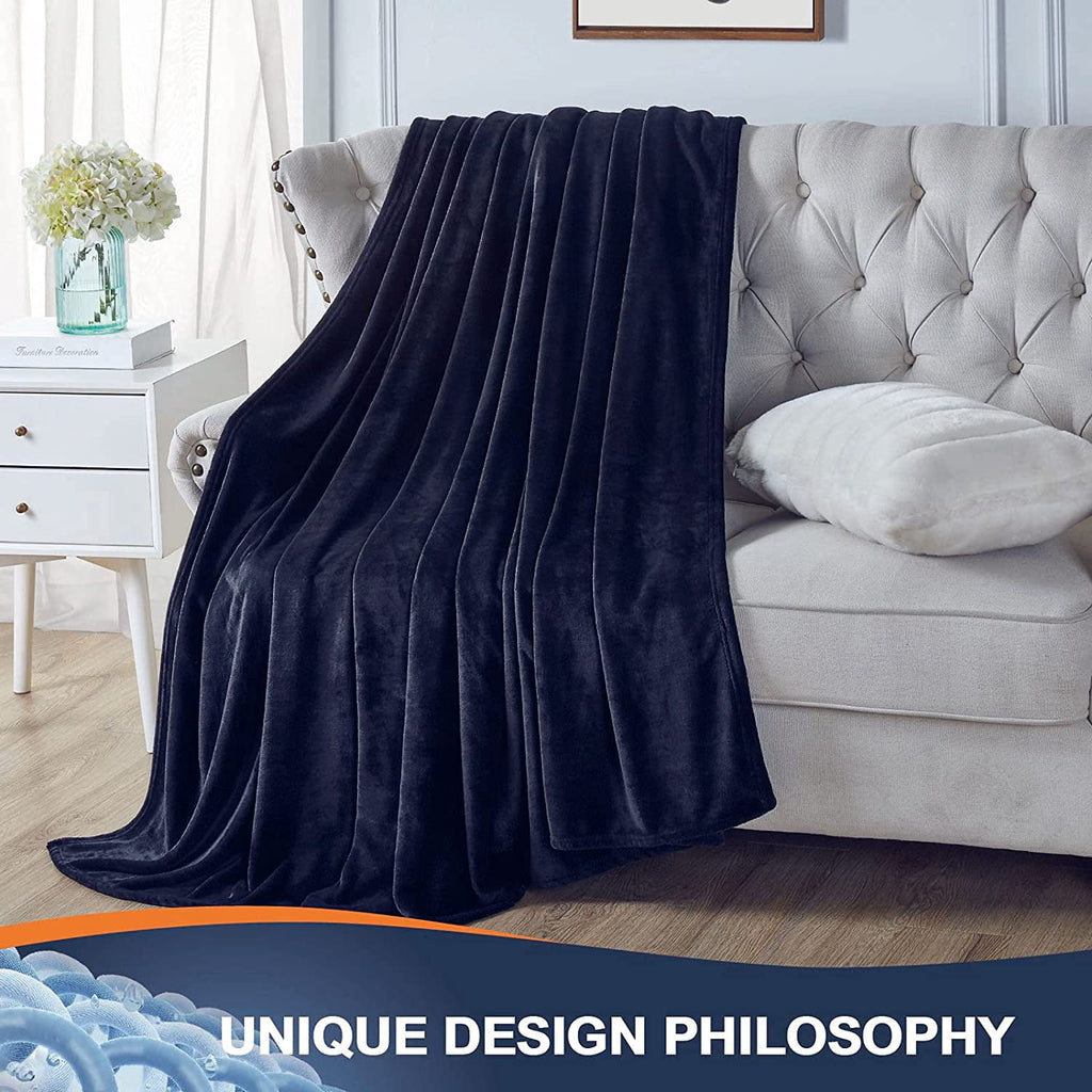 Walensee Ultra Soft Microplush Fleece Throw Blanket, 50" x 60", Orange, Machine Washable