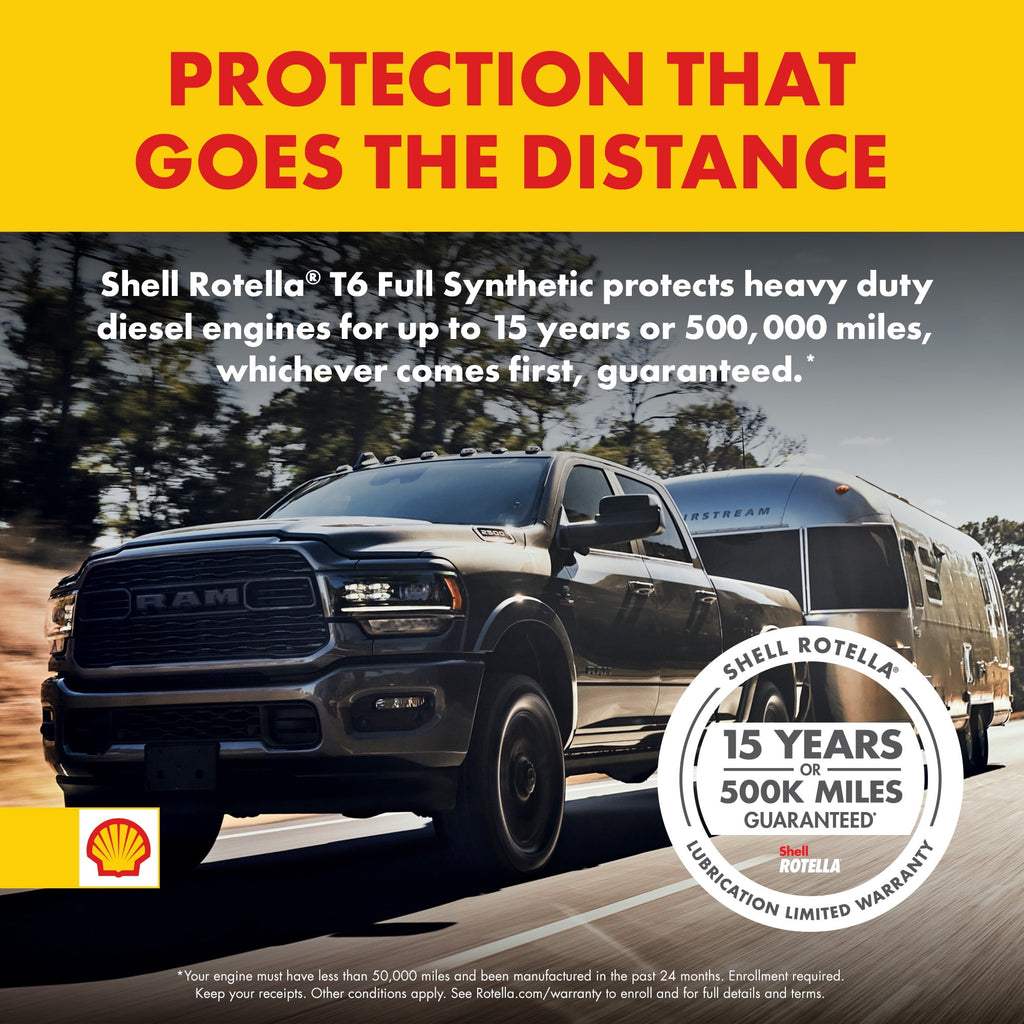 Shell Rotella T6 Full Synthetic 15W-40 Diesel Engine Oil, 5 Gallon
