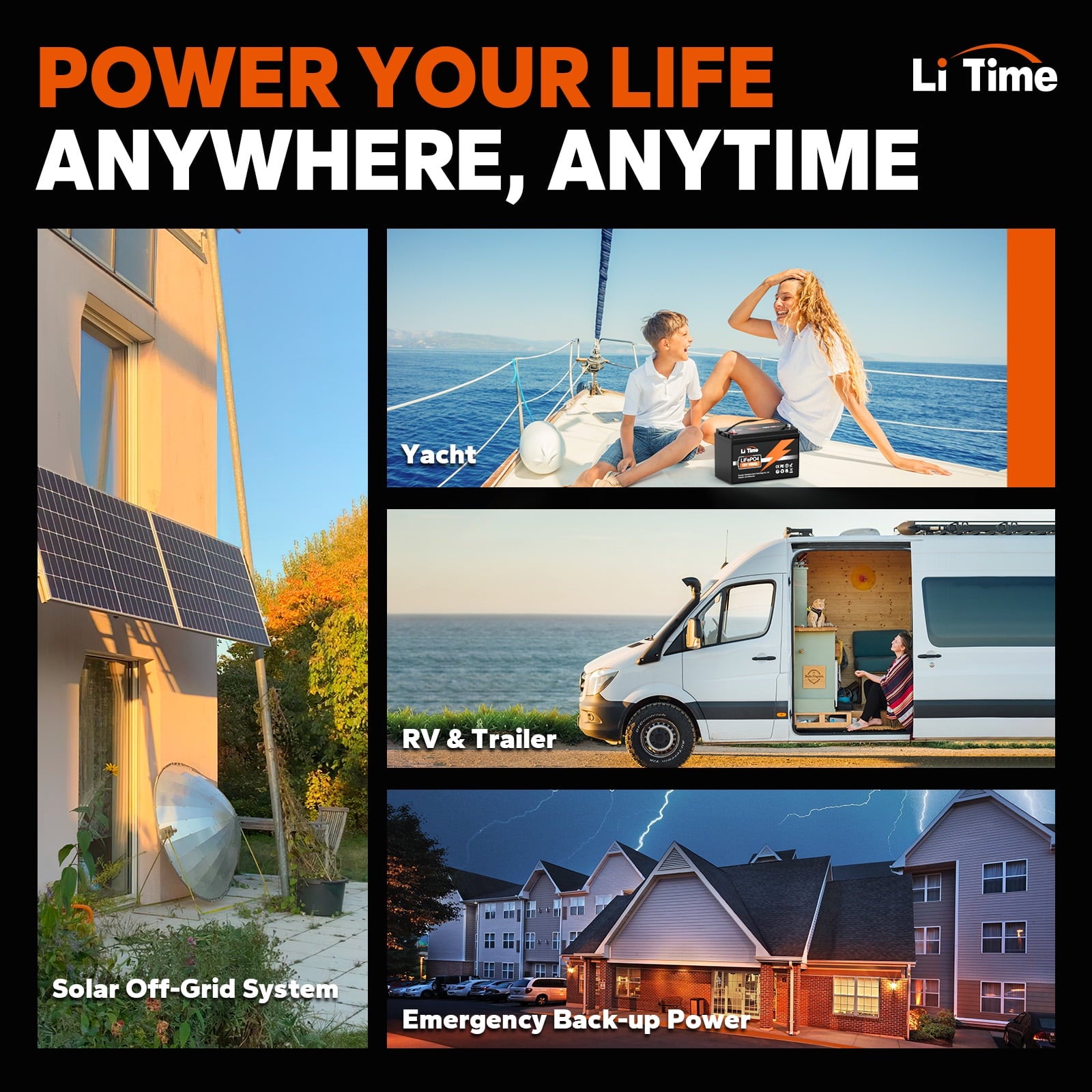 LiTime 12V 100Ah Lithium LiFePO4 Battery 4000-15000 Cycles for RV, Backup Power, Solar