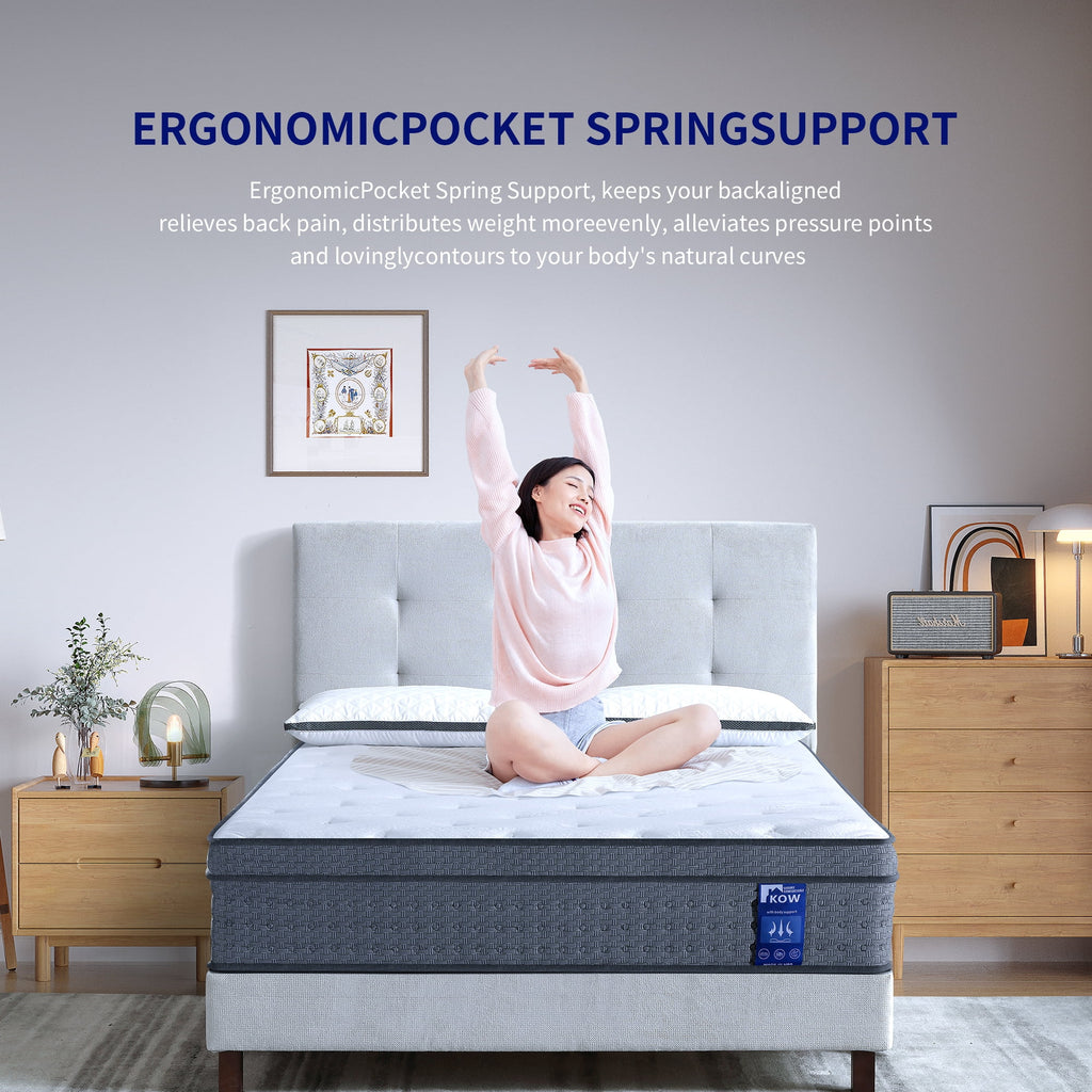 KOW Mattress 12 inch Full Size, Gel Memory Foam Hybrid Mattress in a Box, Cozy Sleep