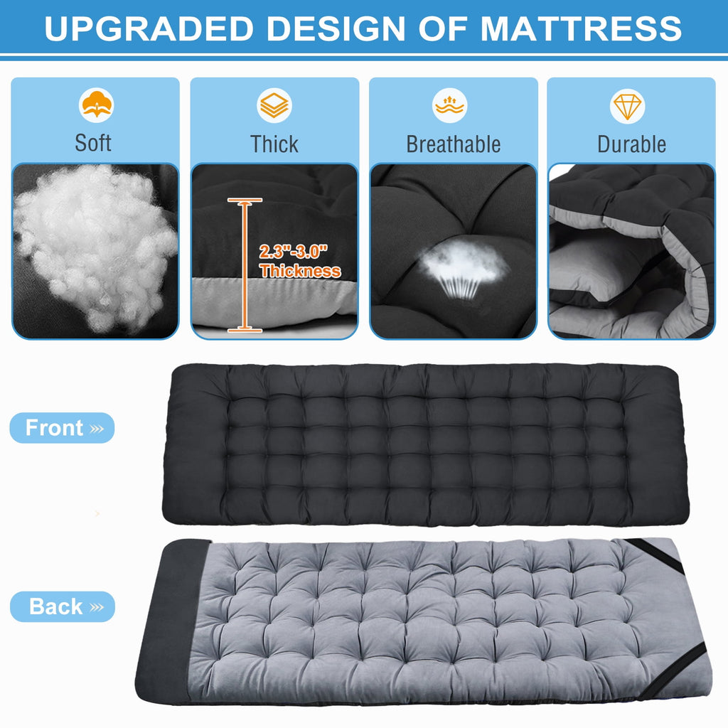 MOPHOTO 75" Portable Folding Bed for Adults, Rollaway Guest Bed Sleeping Cot with Mattress, Heavy Duty Outdoor Camping Cot with Carry Bag