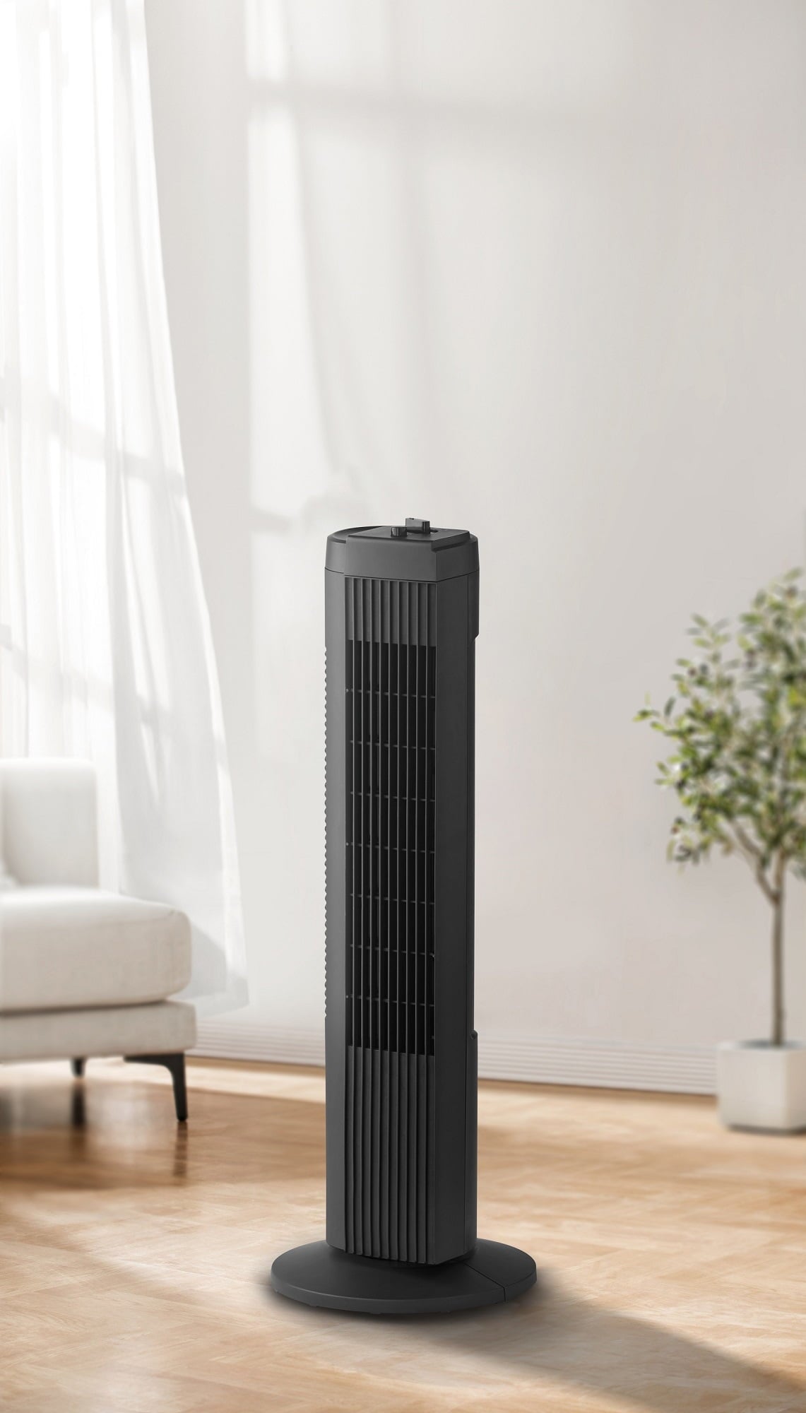 Mainstays 28" Tall, 3-Speed Oscillating Tower Fan, FZ10-19MB, New, Black