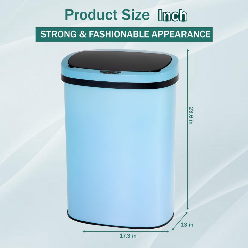 BestOffice Touch Free Sensor Stainless Steel Trash Can, 13 Gallon